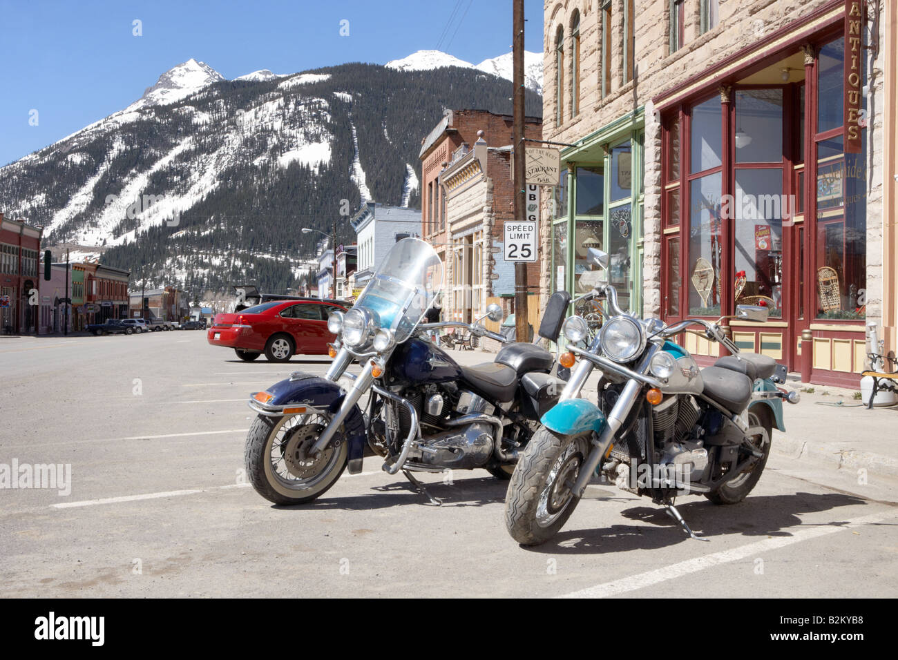 Motocyclettes Harley Davidson à Silverton Colorado USA Banque D'Images