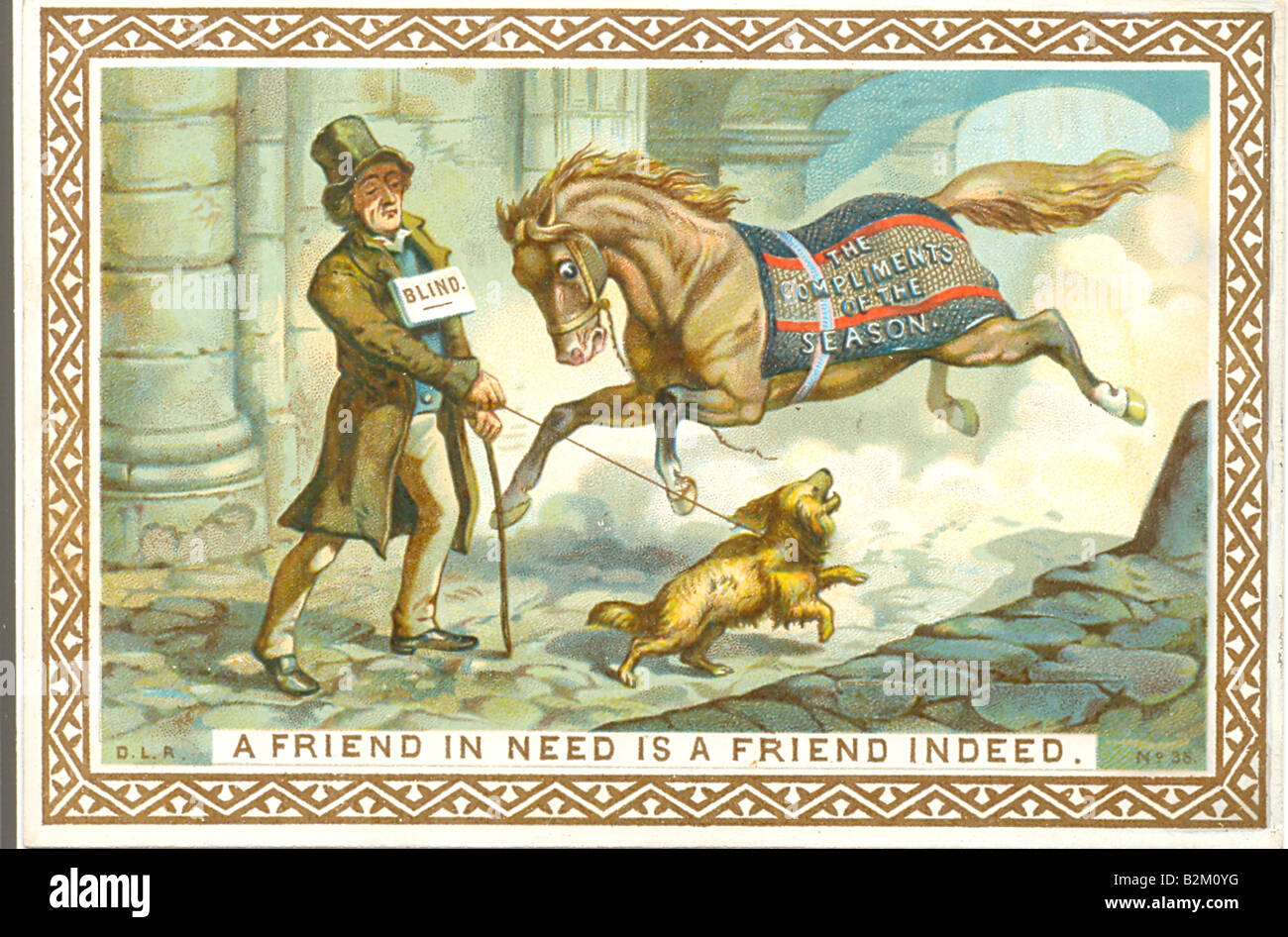 Carte de vœux de Noël Chromolithographed publié par de la rue vers 1875 Banque D'Images