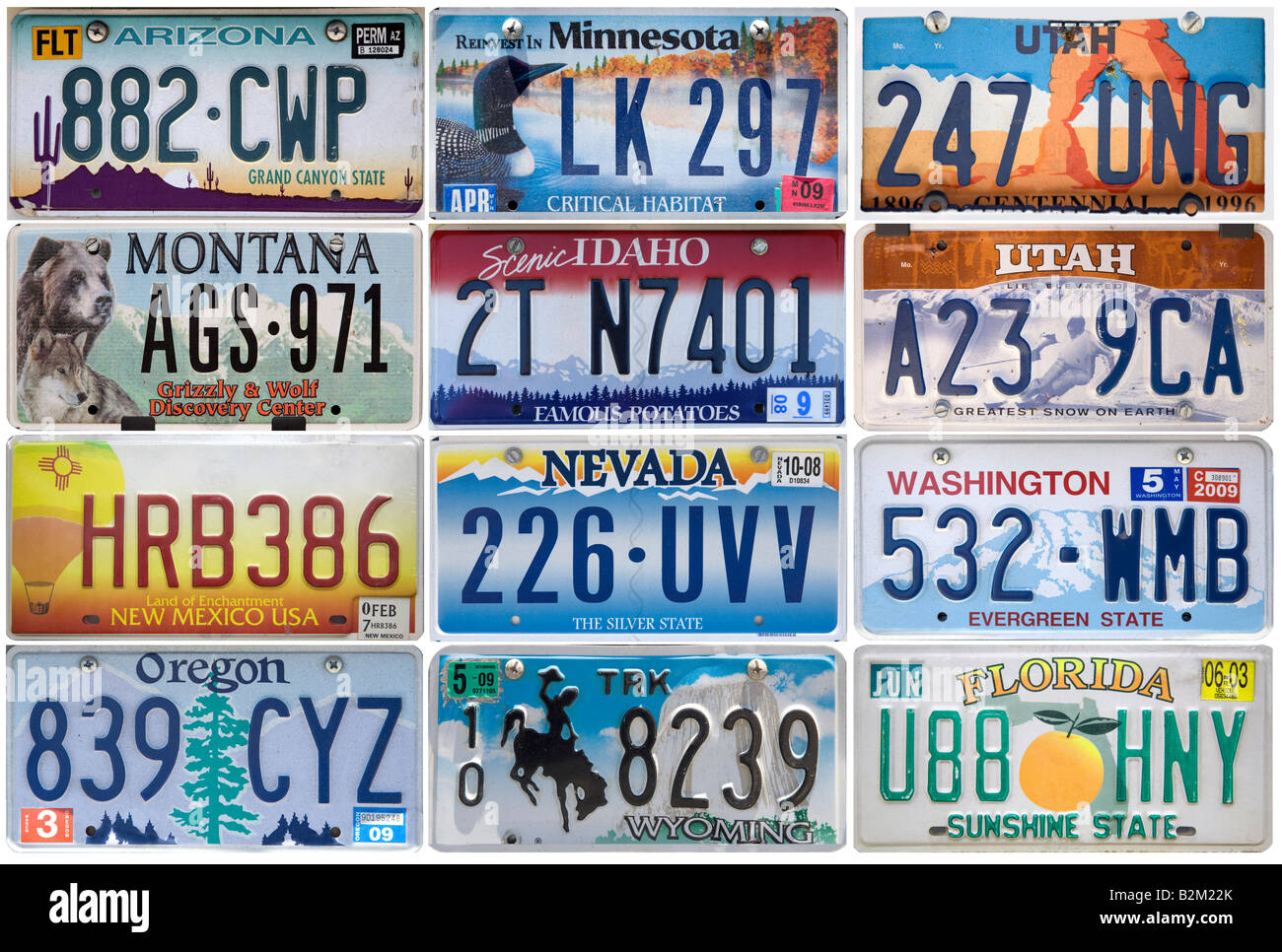 Montage des plaques de numéro de voiture US Banque D'Images