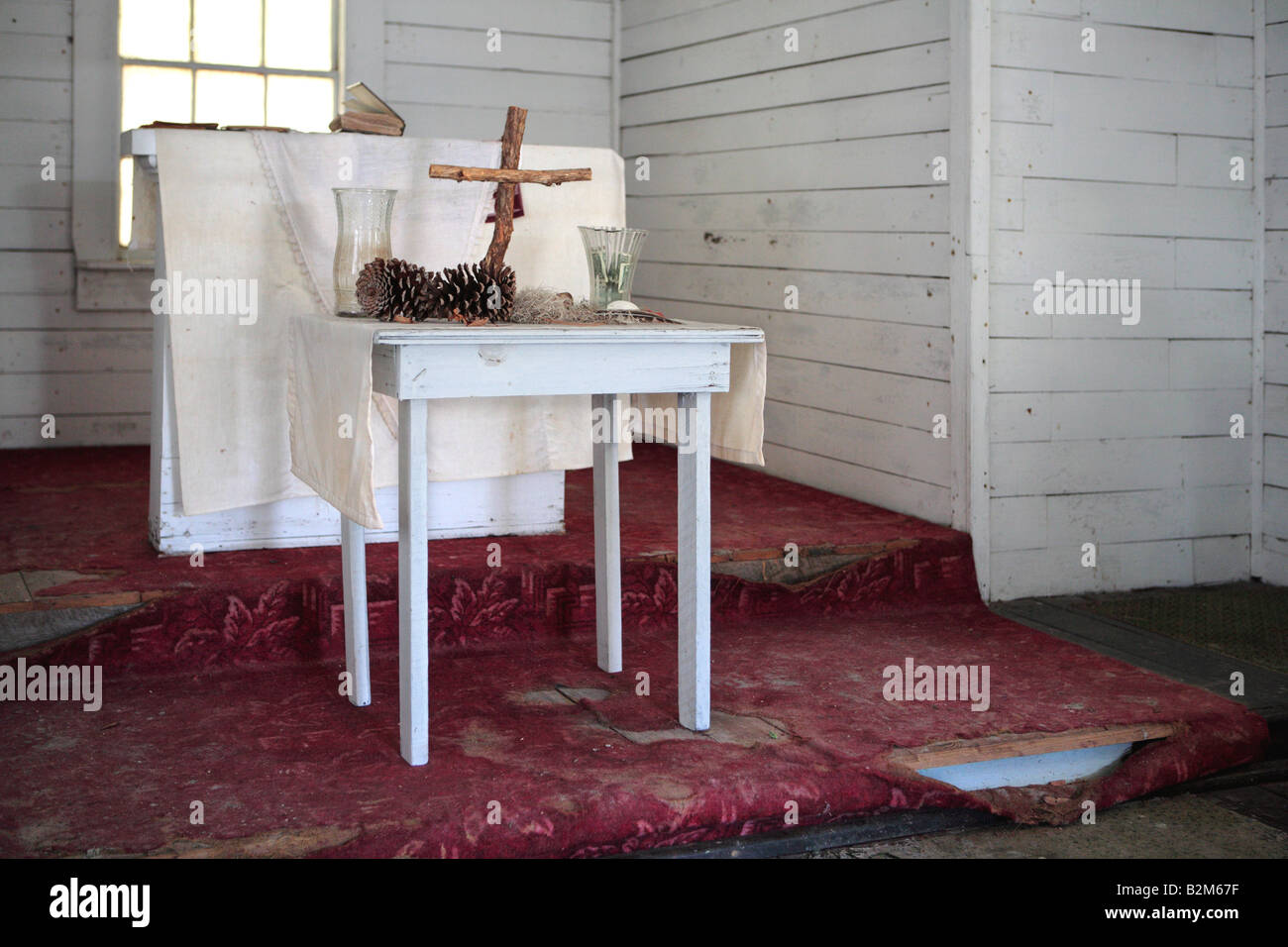 Intérieur DE LA PREMIÈRE ÉGLISE BAPTISTE AFRICAINE SUR CUMBERLAND ISLAND EN GÉORGIE Banque D'Images