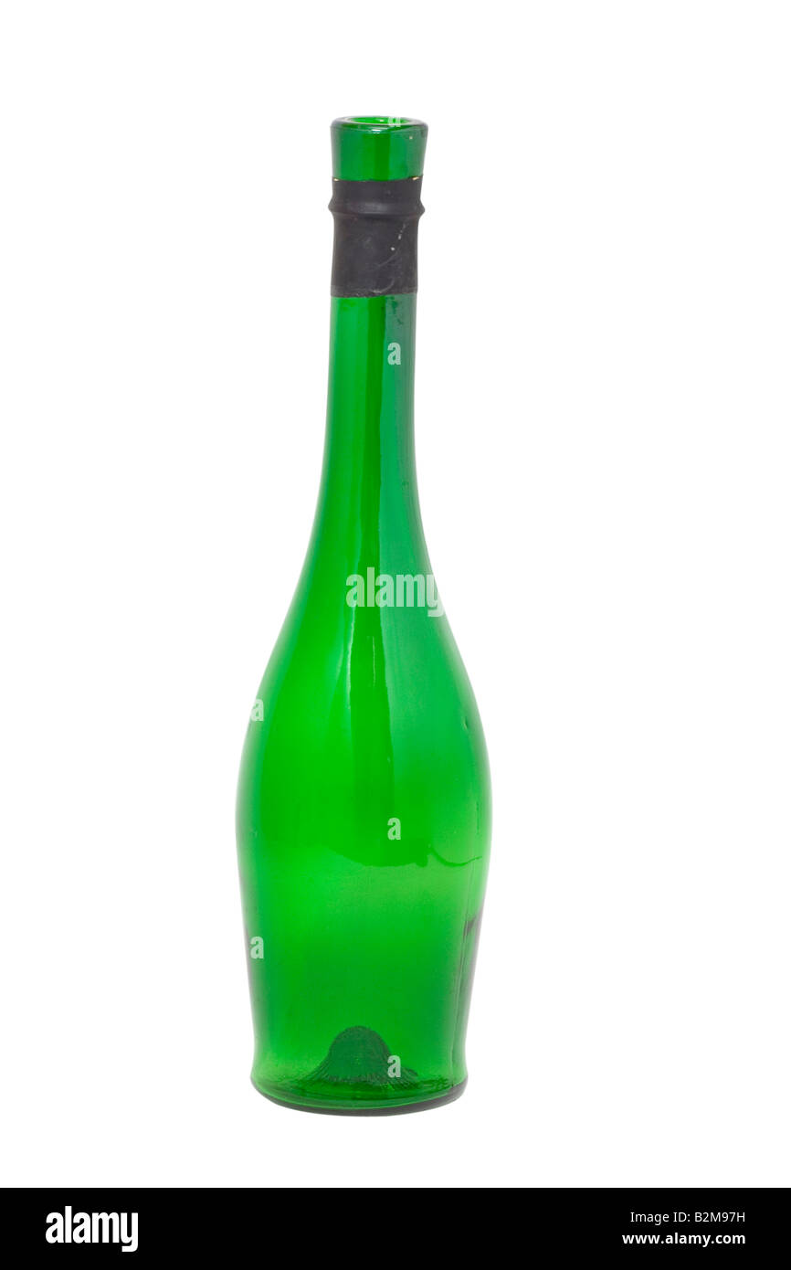 Bouteille de vin vide isolé sur fond blanc avec clipping path Banque D'Images