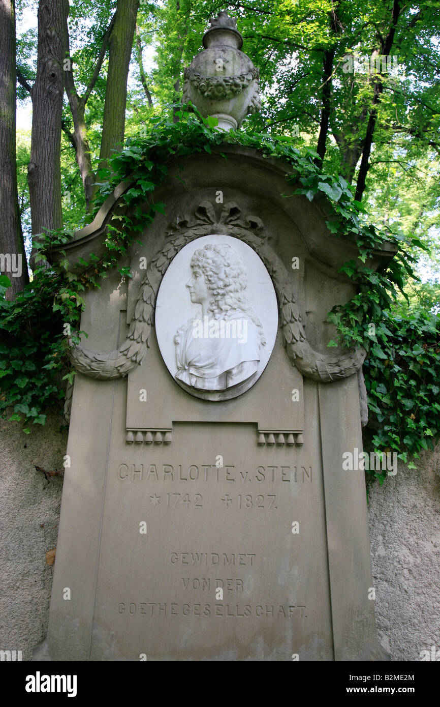 Pierre tombale de Charlotte von Stein, à Weimar, Allemagne, Europe Banque D'Images