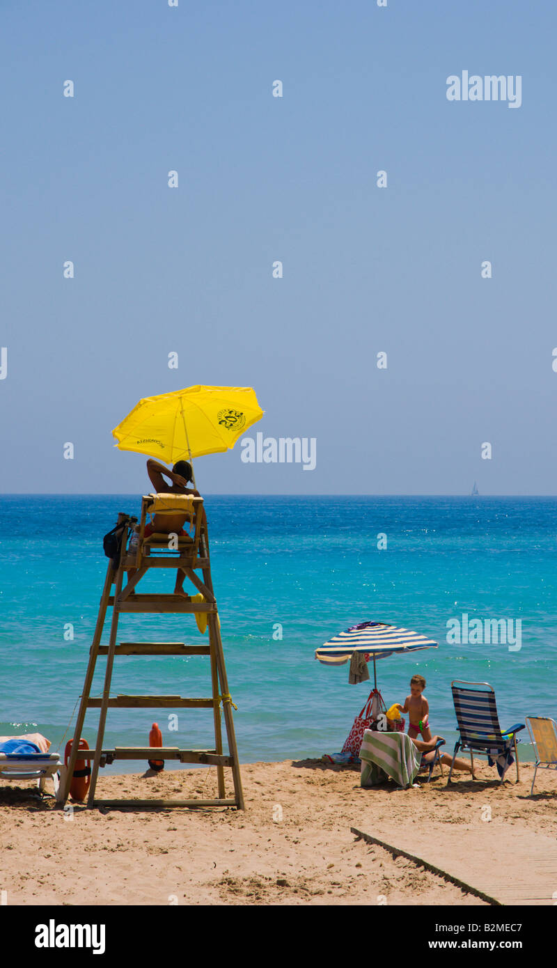 Costa Blanca Espagne Benidorm Levante la Plage surveillée Banque D'Images
