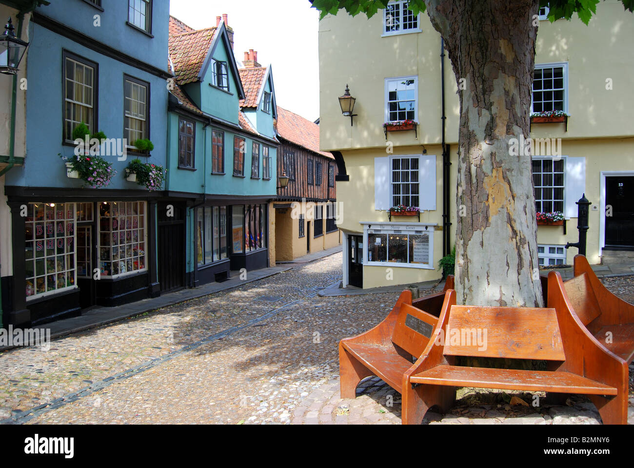 Ruelles médiévales, Elm Hill, Norwich, Norfolk, England, United Kingdom Banque D'Images