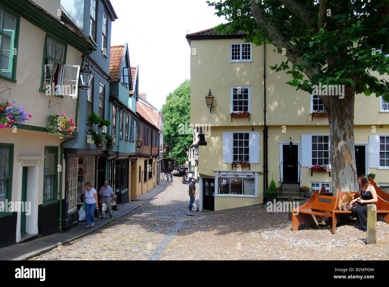 Ruelles médiévales, Elm Hill, Norwich, Norfolk, England, United Kingdom Banque D'Images