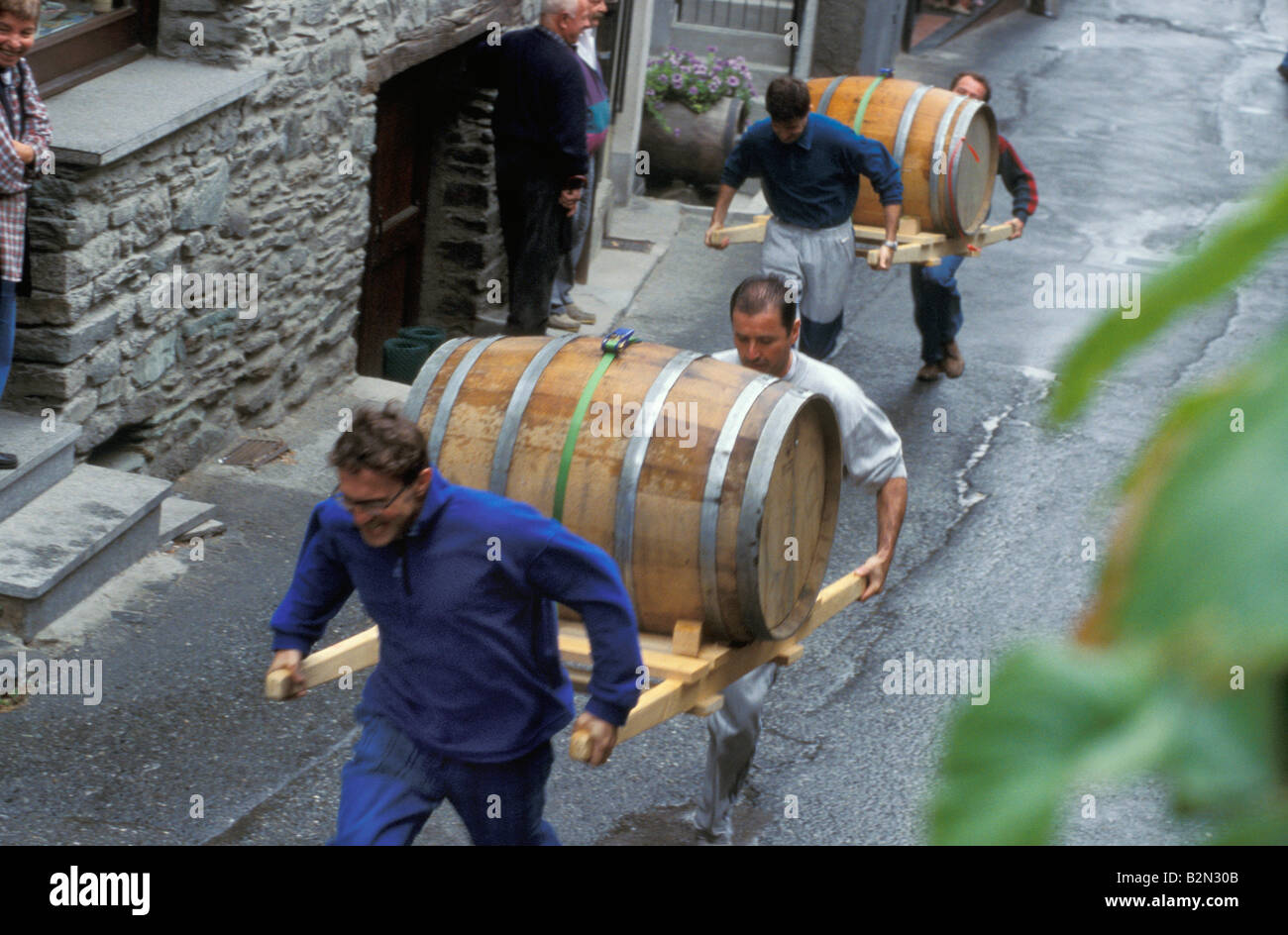 Fête du vin et le canon tournant, chambave, Italie Banque D'Images