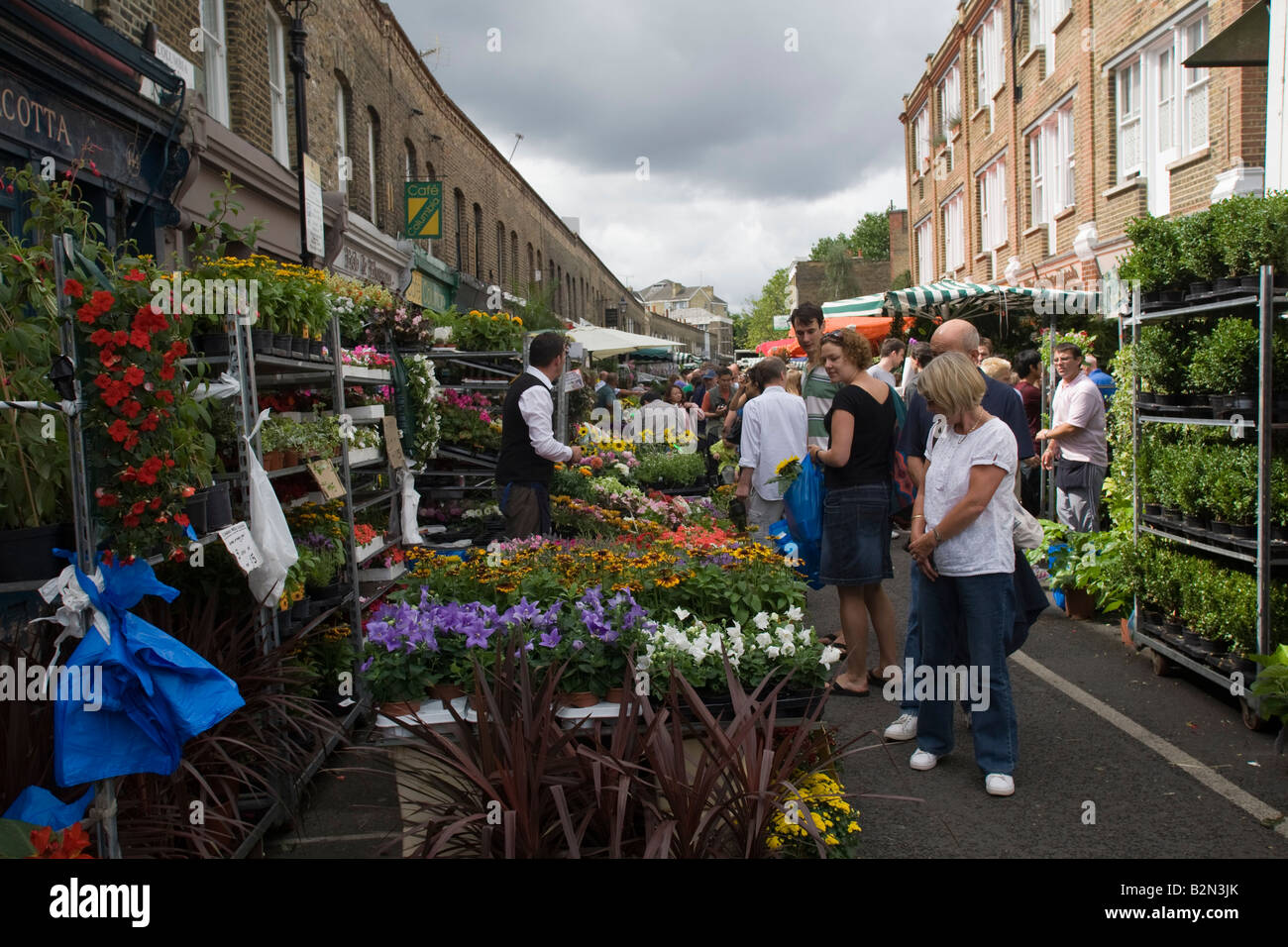 Columbia Road Dimanche Marché aux fleurs d'Hackney Road East London GB UK Banque D'Images