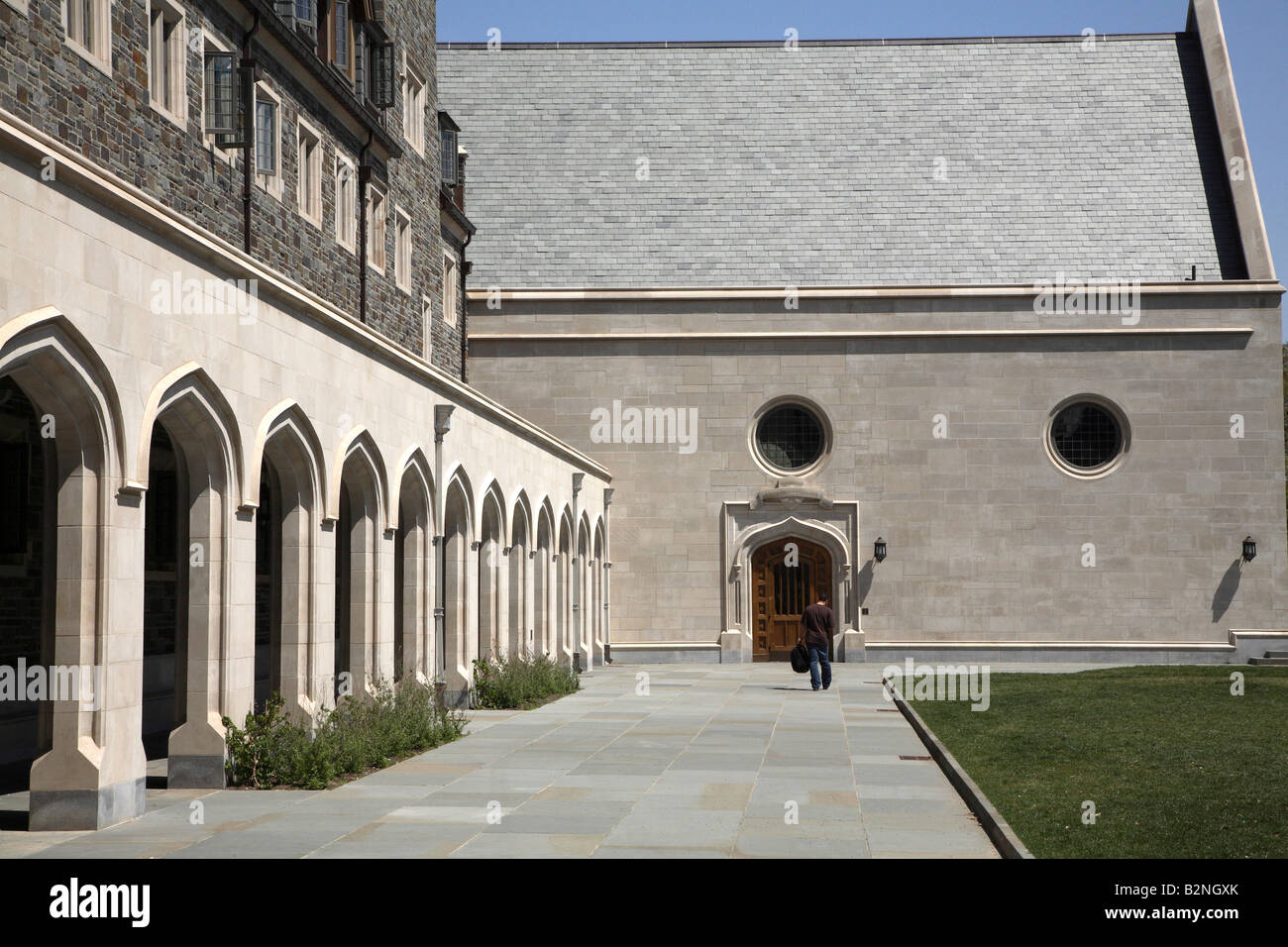 Cloître Wright sur le côté sud du Hall nord, Whitman College, l'Université de Princeton. Banque D'Images