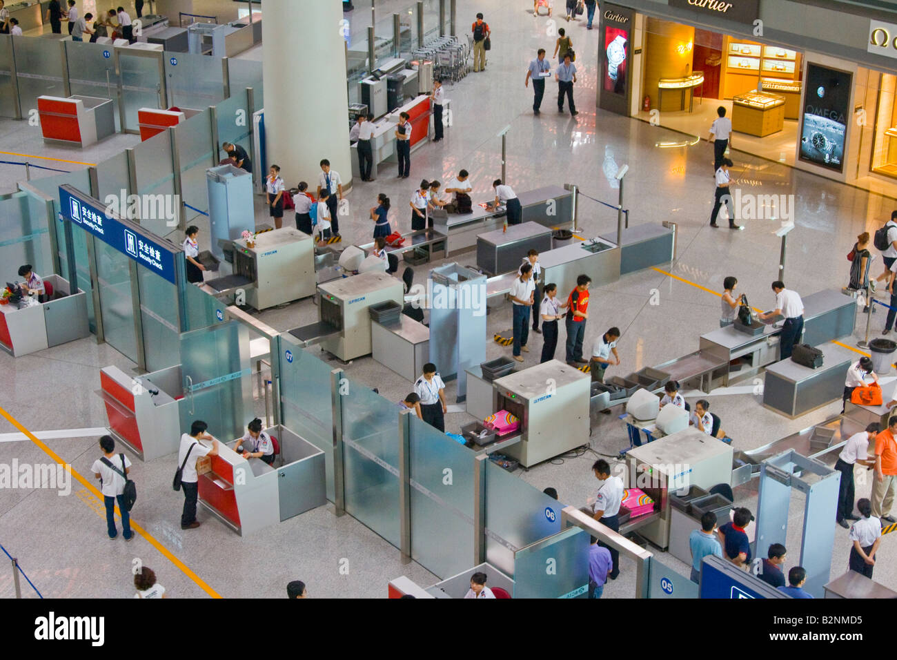 Filtrage de sécurité au nouveau Terminal 3 de l'Aéroport International de Pékin Banque D'Images