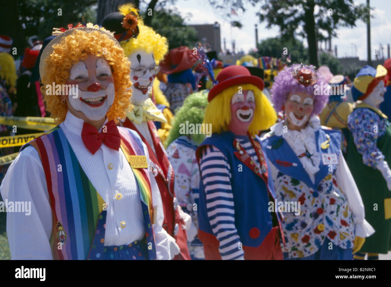 Des clowns À LA 25E GRANDE PARADE DU CIRQUE SHOWGROUNDS À Milwaukee au Wisconsin Banque D'Images