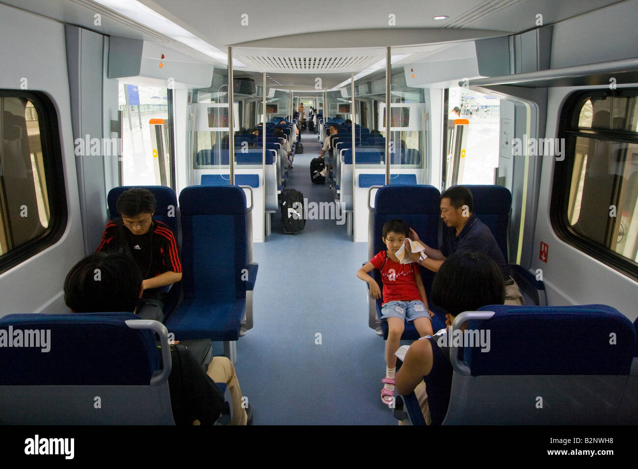 L'intérieur de l'Aéroport Express à BJS l'Aéroport International de Beijing Banque D'Images