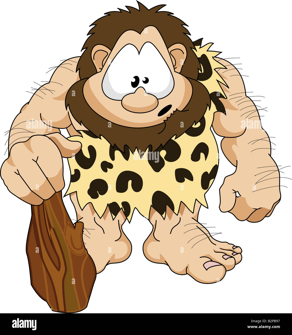 Une illustration d'un poilu mignon caveman avec un club Banque D'Images