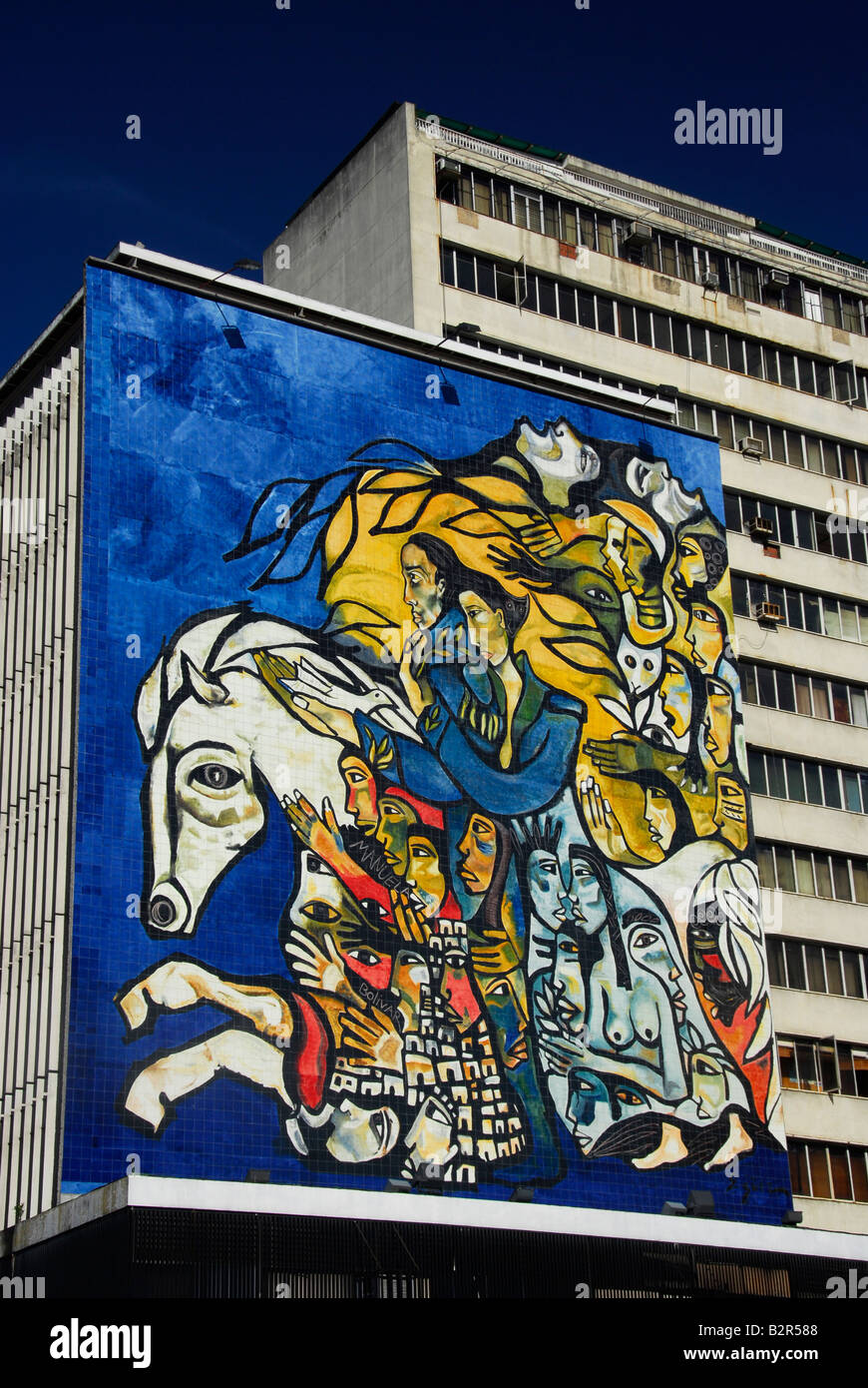 Fresque sur mur du bâtiment dans le centre de Caracas, Venezuela, Amérique du Sud Banque D'Images