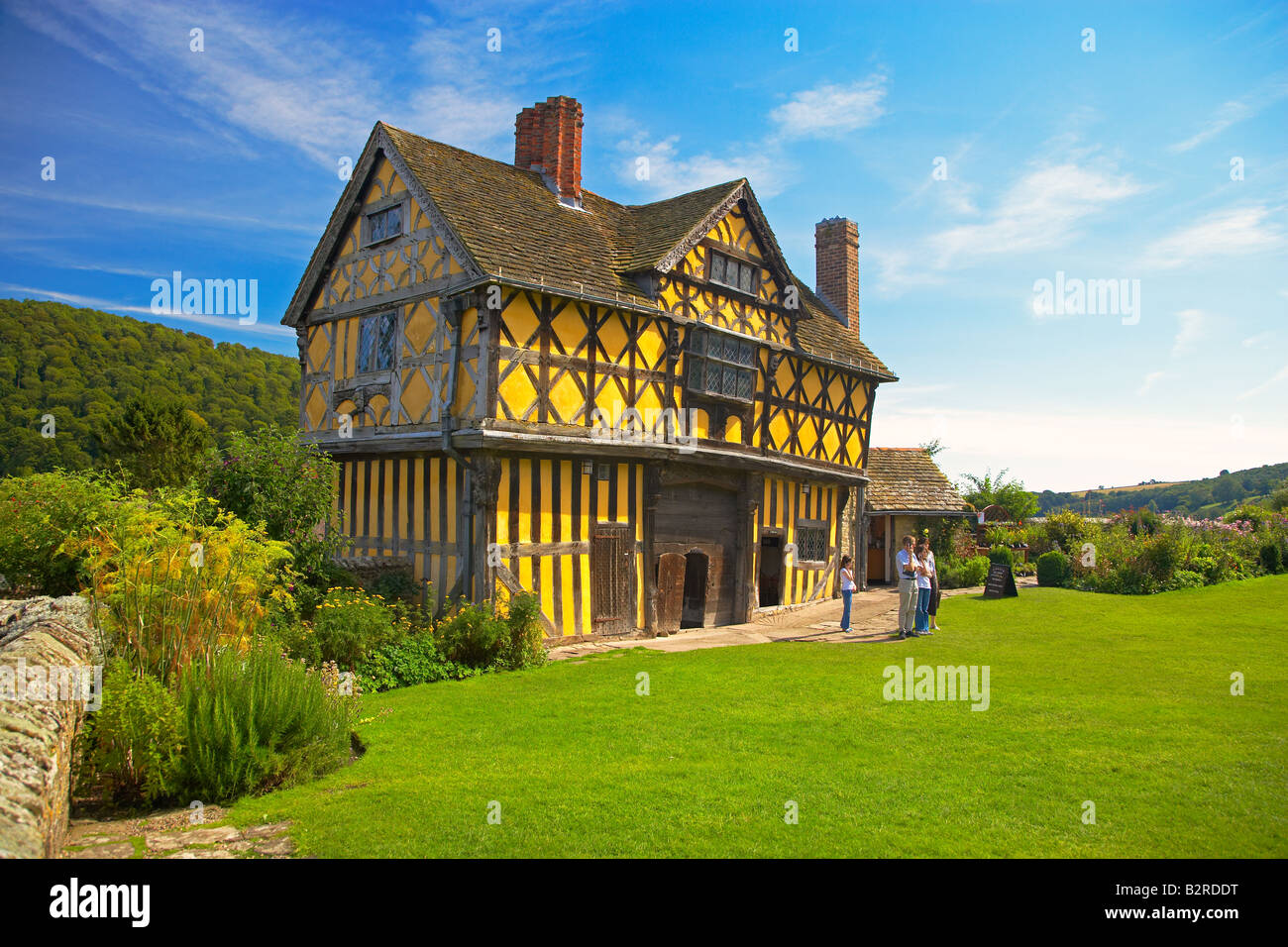 Château Stokesay Gatehouse, Tudor, Shropshire, England, UK Banque D'Images