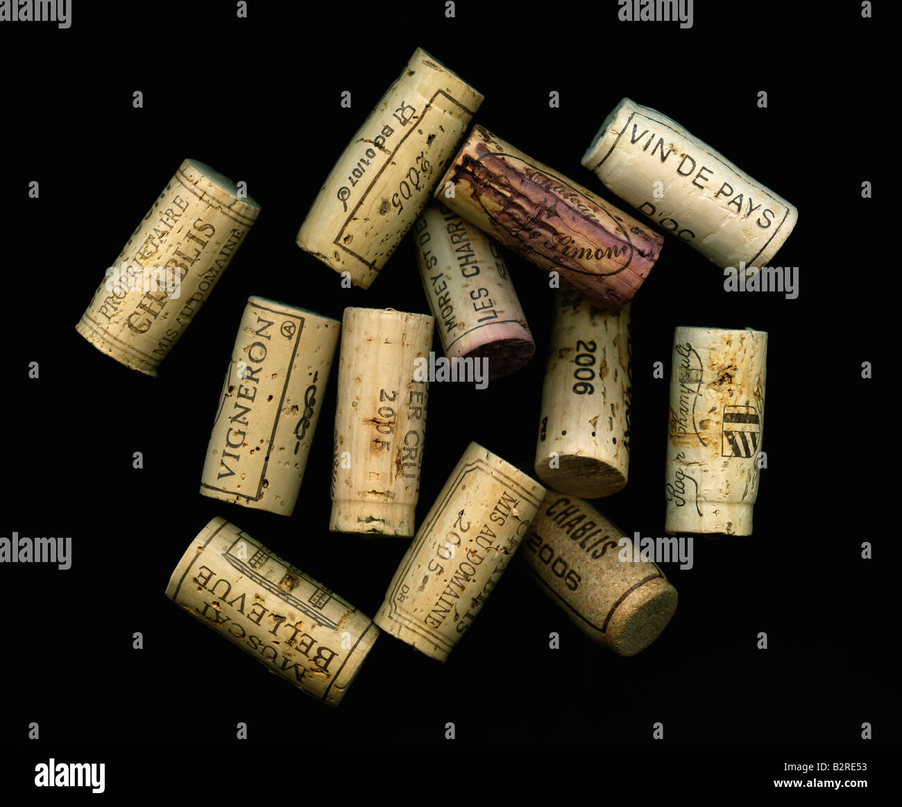 Sélection de wine corks Banque D'Images