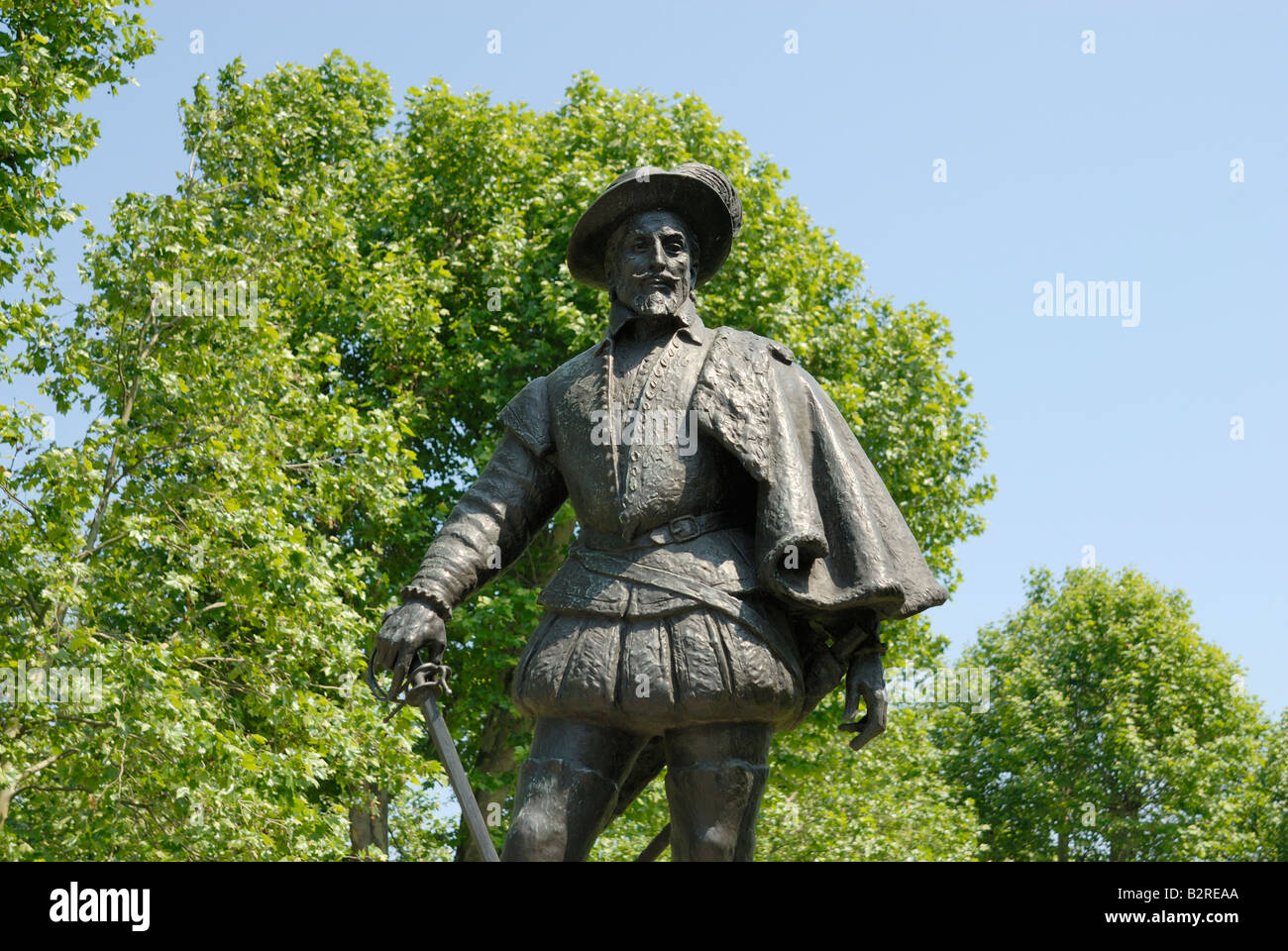 Statue de Sir Walter Raleigh, Greenwich Banque D'Images