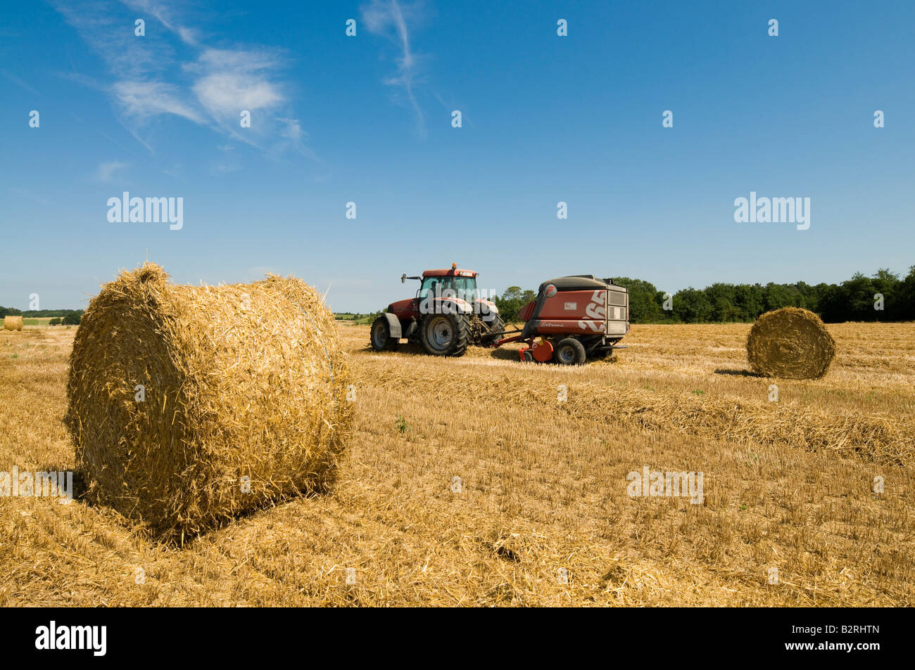 American 'Case MX 135' et 'Italien Feraboli Extreme 265 balles rondes' au travail, sud-Touraine, France. Banque D'Images