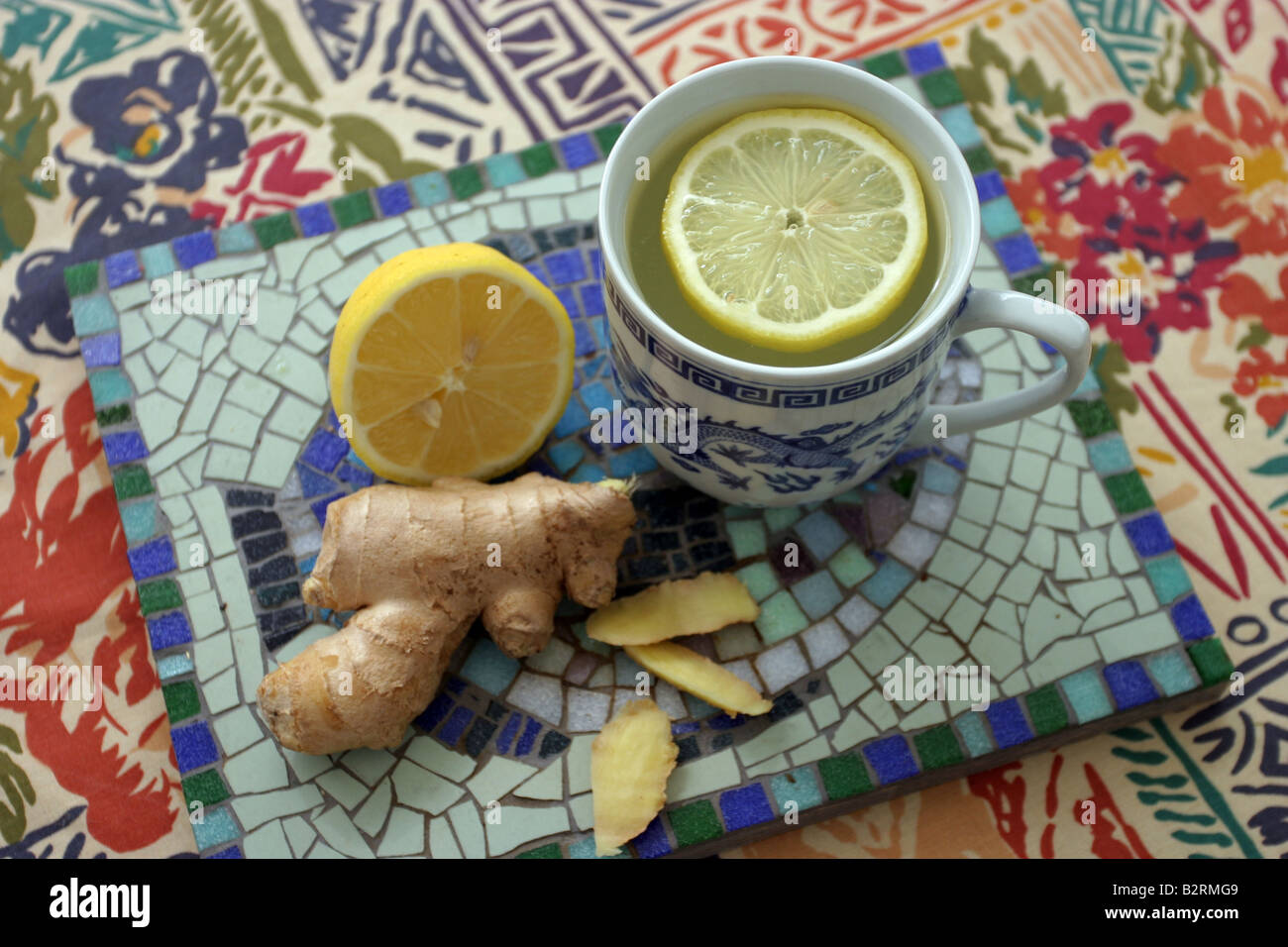 Thé au gingembre citron santé tisane Banque D'Images