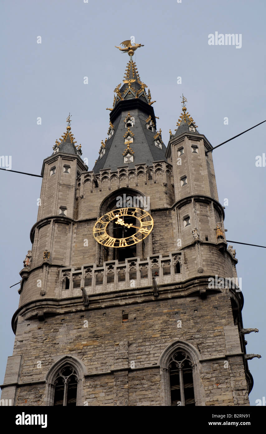 Le beffroi de Gand, vieux centre-ville Belgique Banque D'Images