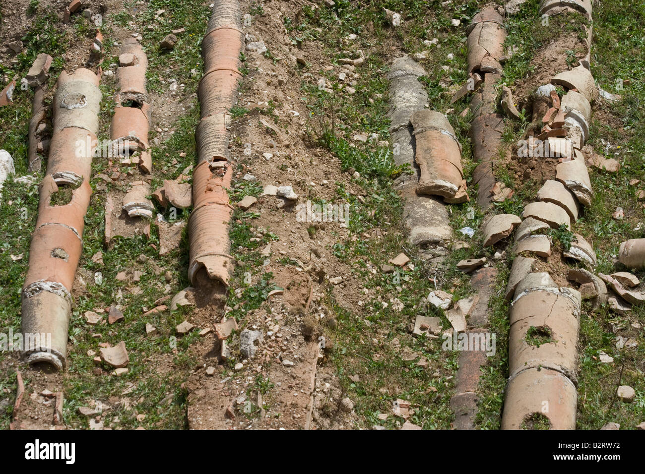 Les tuyaux d'eau ruines romaines de Apamée de Syrie Banque D'Images
