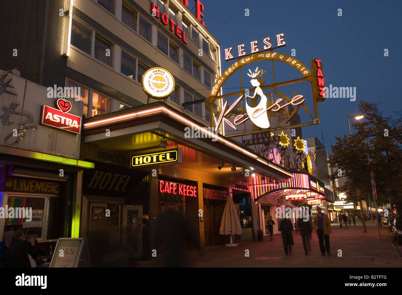 Cafe Keese à Reeperbahn, Cafe Keese à Reeperbahn la nuit, Hambourg, Allemagne Banque D'Images