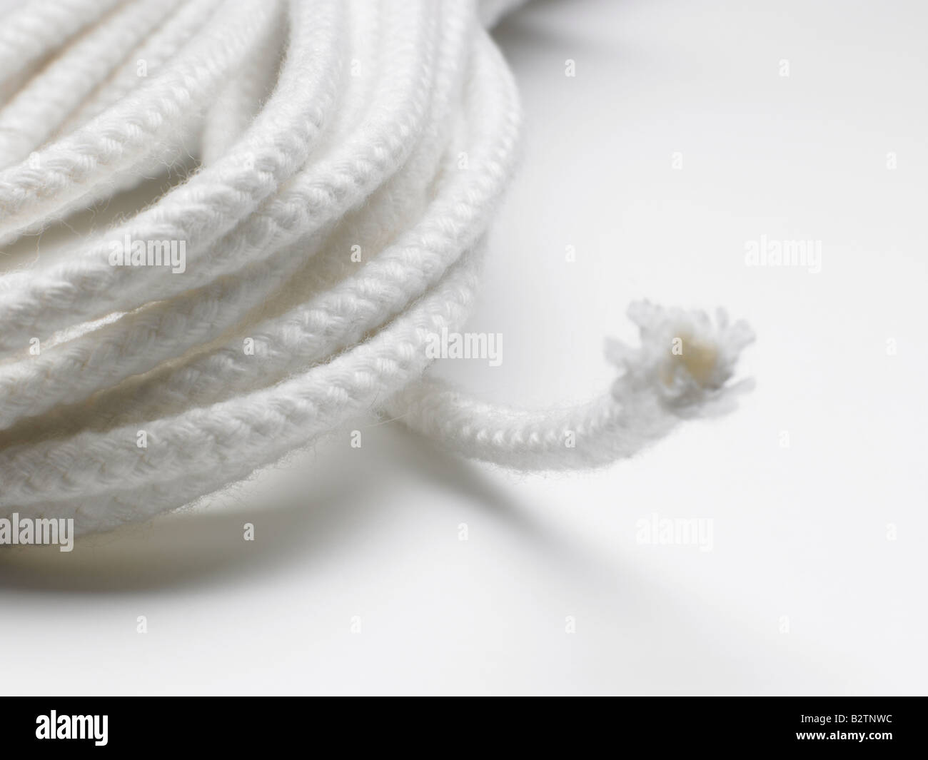 Close up de corde blanc enroulé Banque D'Images