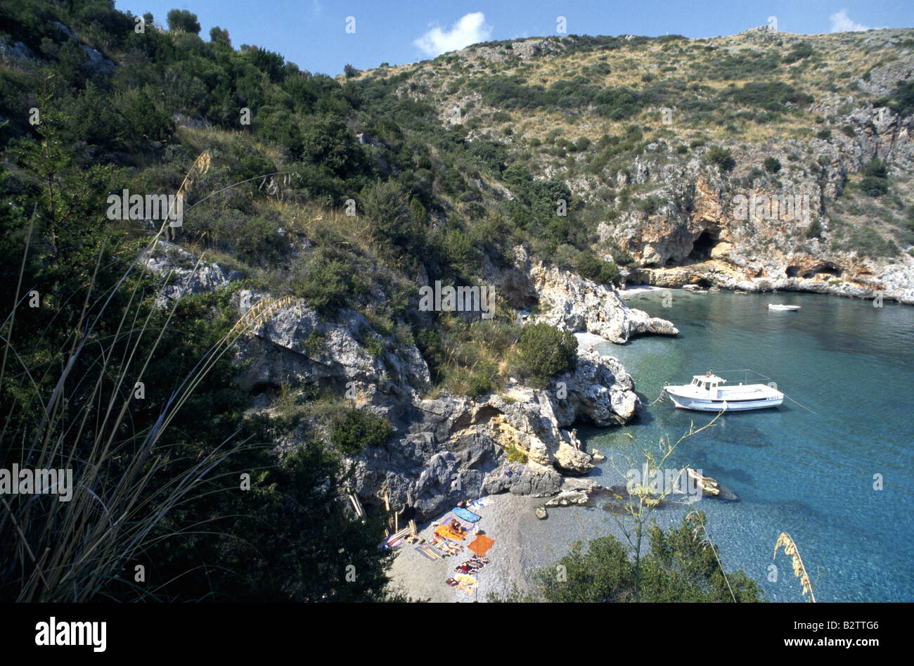 Porto degli Infreschi, Marina di Camerota, Cilento, Salerne, Campanie, Italie Banque D'Images