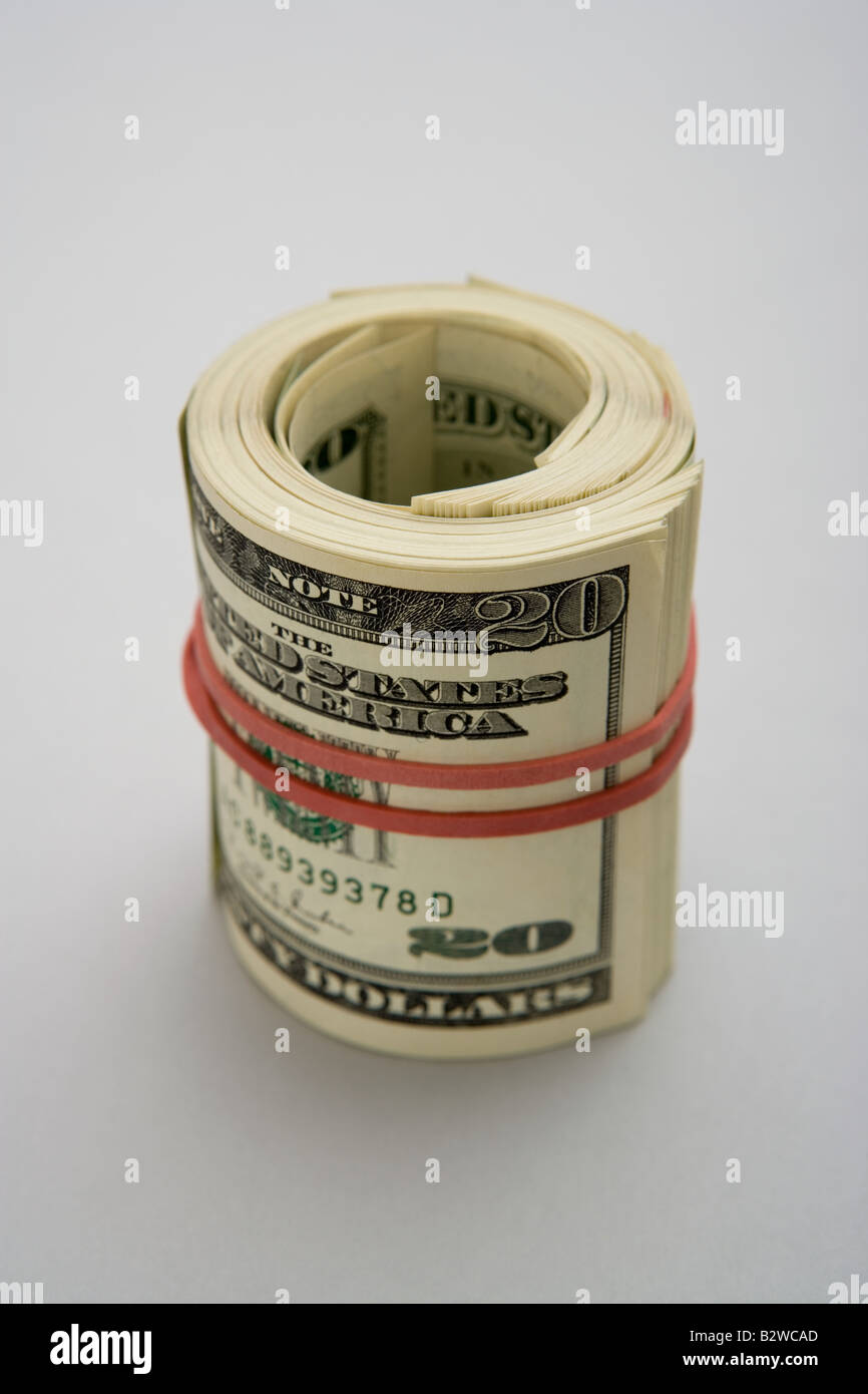 Rouleau de billets en euros Banque D'Images