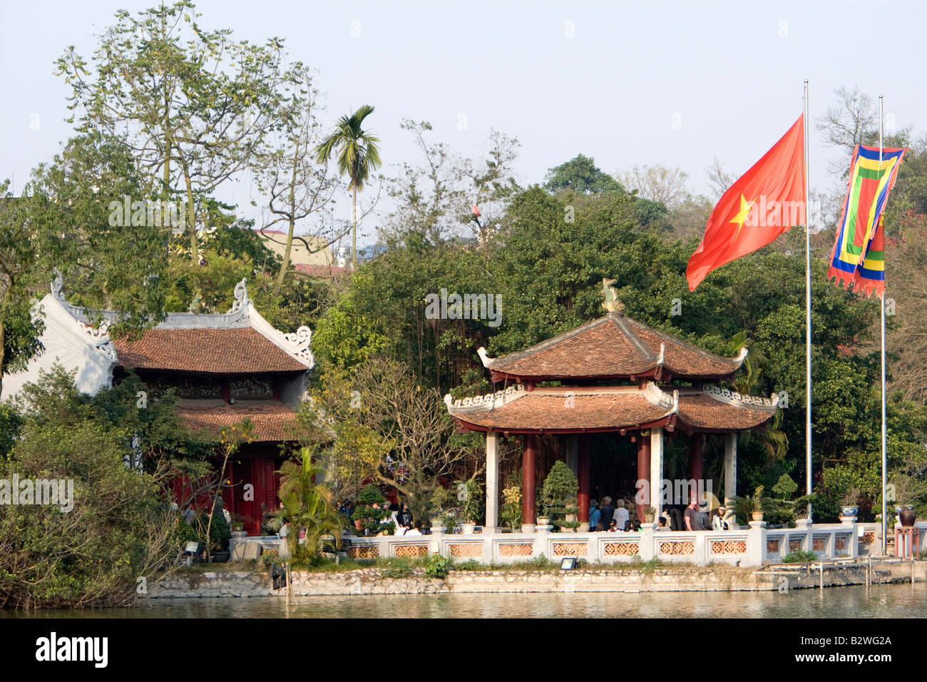 La montagne de jade Ngoc Son Temple dans le lac Hoan Kiem Hanoi Vietnam Banque D'Images