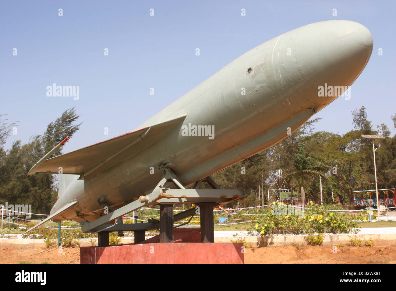 P15U fait soviétique de missiles de croisière Styx à l'Indian Navy Museum Karwar Banque D'Images