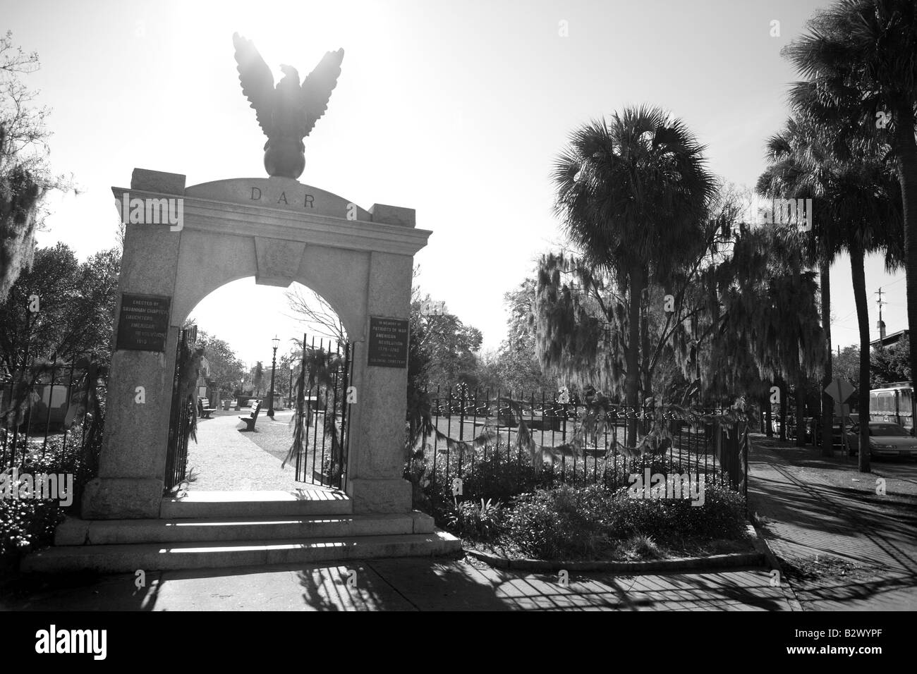 Entrée du Cimetière DU PARC COLONIAL DANS LA PARTIE HISTORIQUE DE SAVANNAH GEORGIA USA Banque D'Images