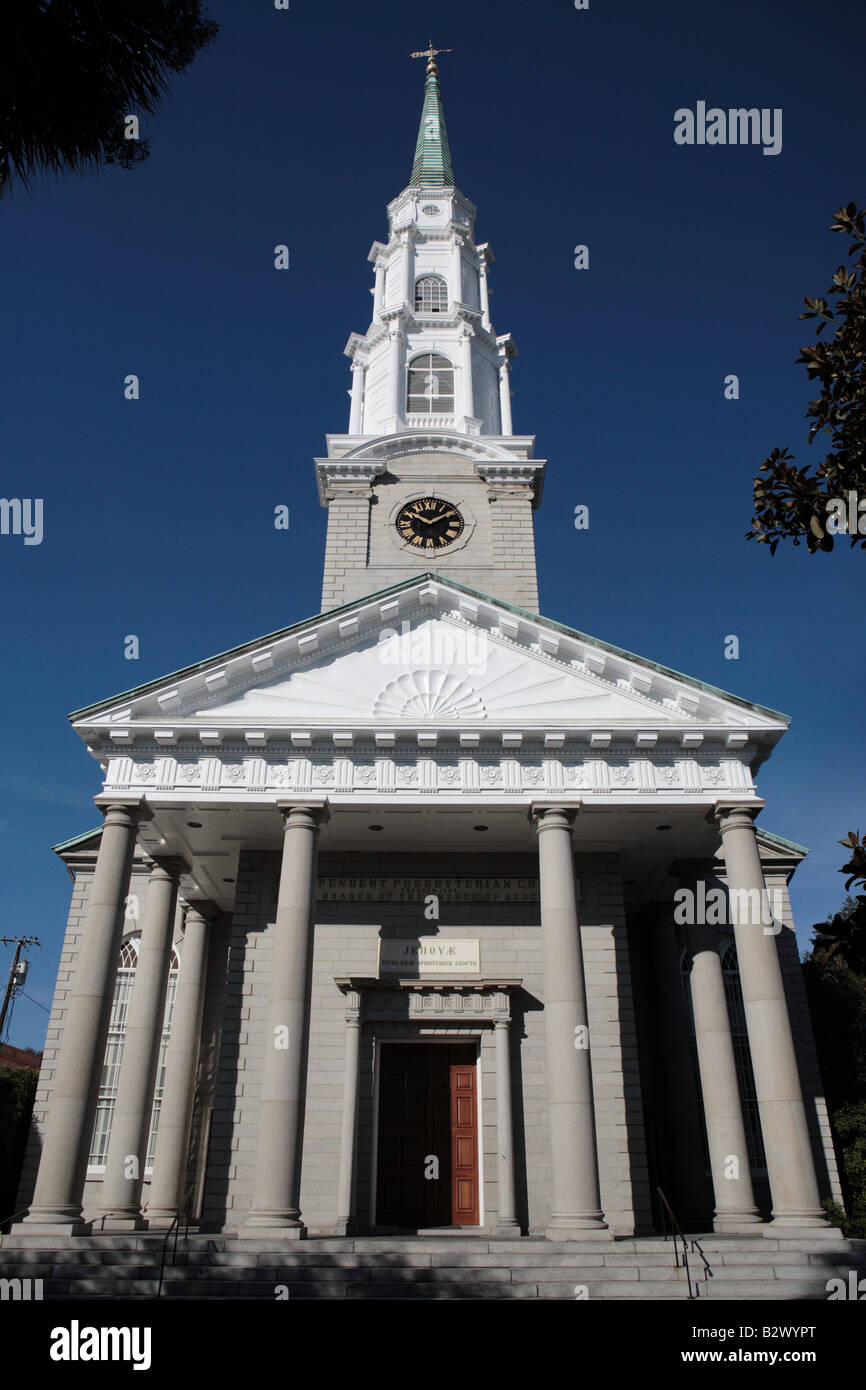 Façade de l'Eglise presbytérienne indépendante au centre-ville de Savannah en Géorgie UNITED STATES Banque D'Images