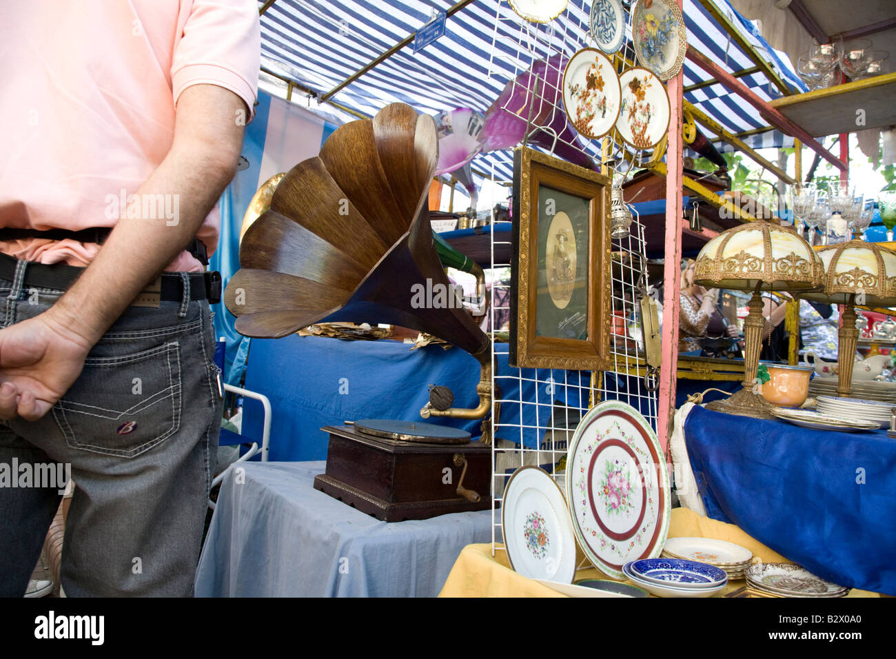 Marché d'antiquités, San Telmo, Buenos Aires, Argentine Banque D'Images