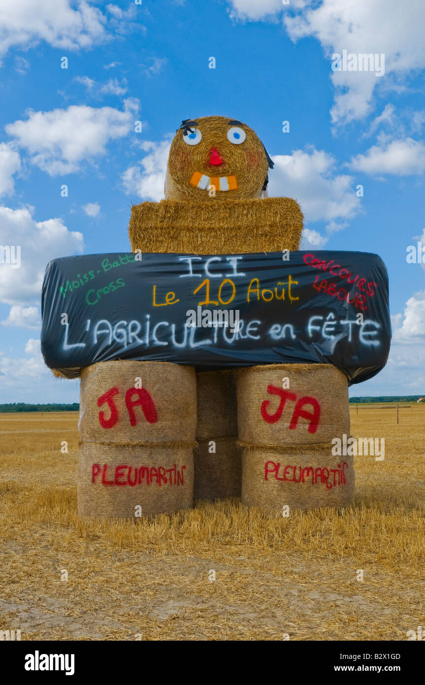 Grande effigie épouvantail utilisé pour la fête de l'agriculture - Pleumartin, Vienne, France. Banque D'Images