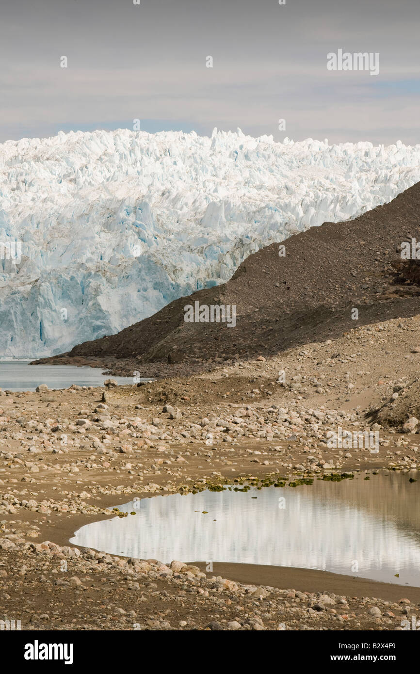 L'Eqip sermia glacier qui est receeding rapidement sous l'effet de réchauffement global sur la côte ouest du Groenland Banque D'Images