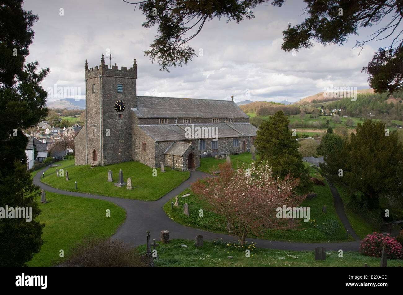 Église Saint-michel d'Hawkshead dans le Lake District. Banque D'Images