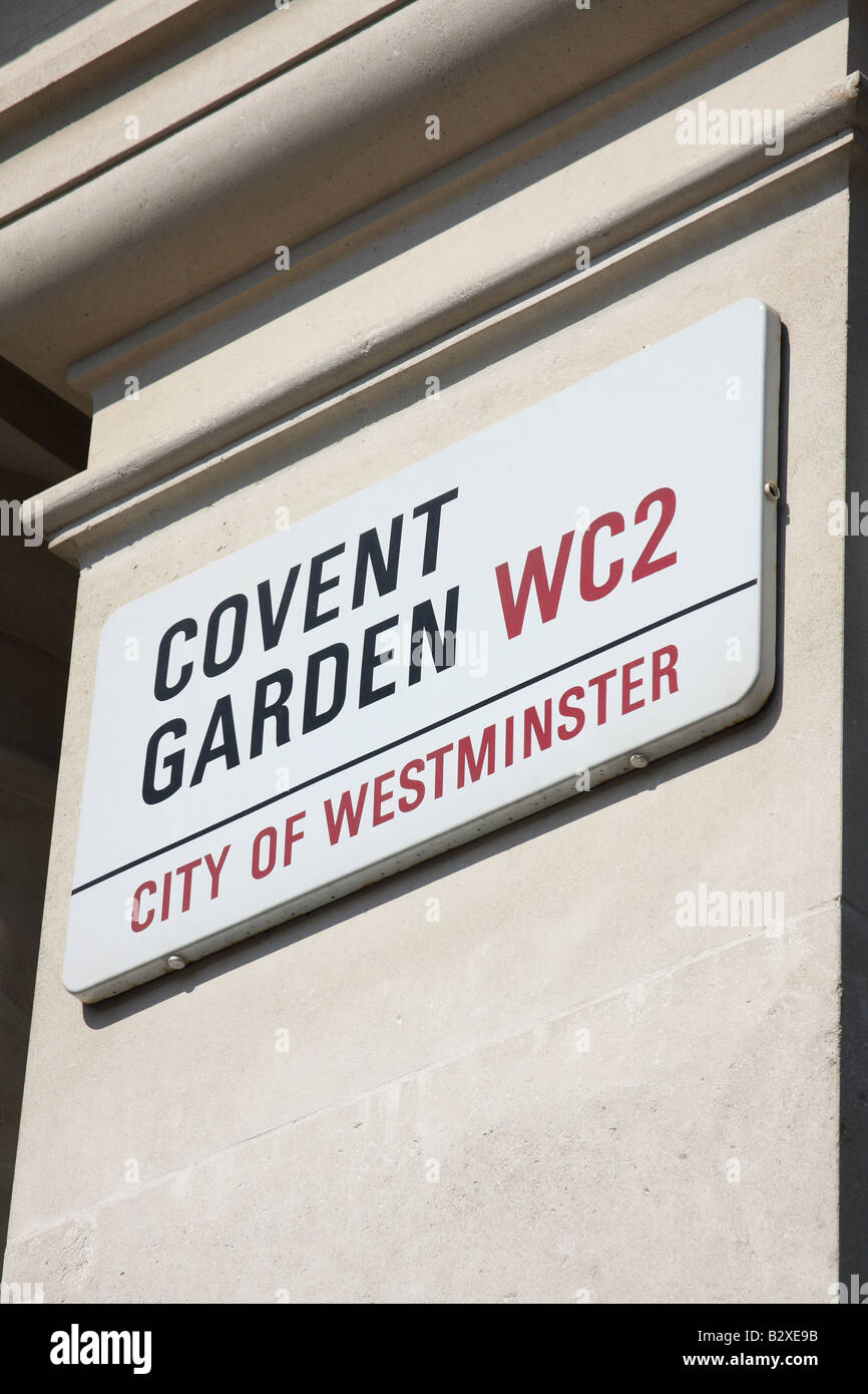 Une plaque de rue à Covent Garden WC2, Westminster, Londres, Angleterre, Royaume-Uni Banque D'Images
