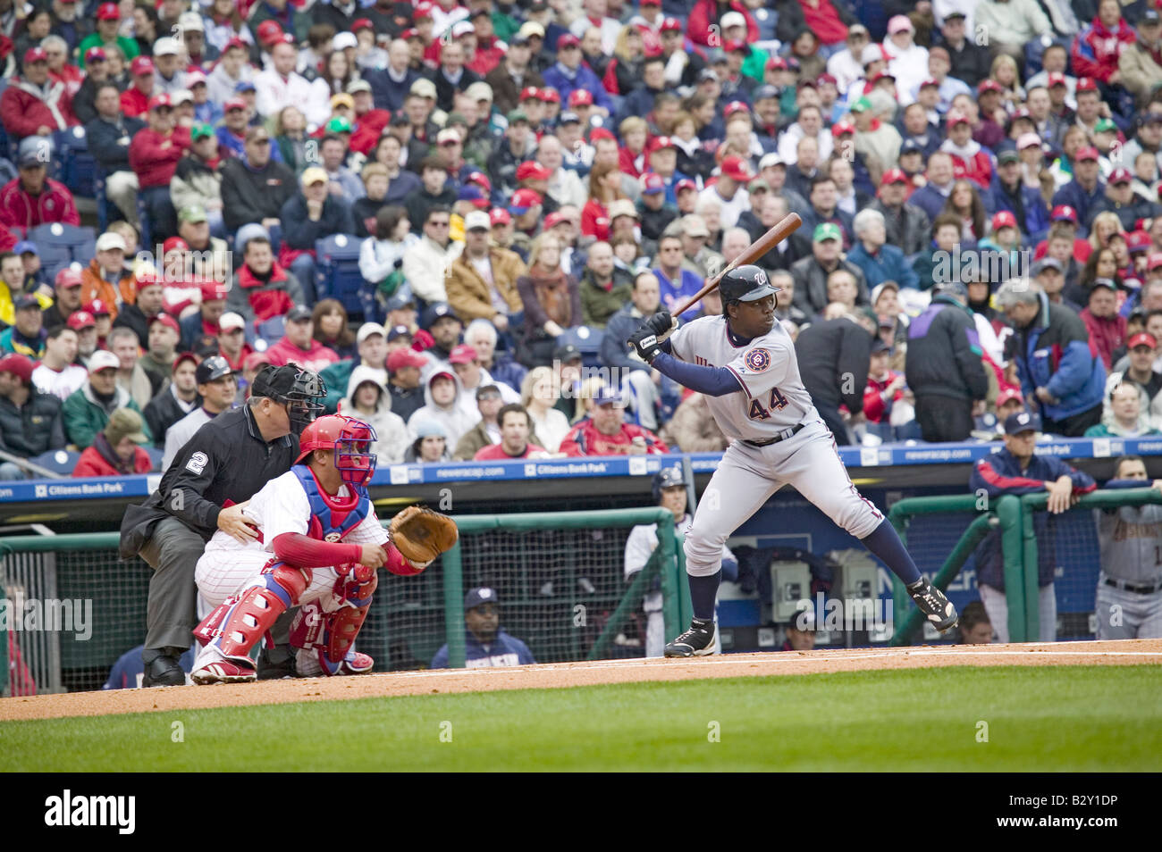 Ligue majeure de baseball pour les Nationals de Washington, # 44, Durell Lastings Milledge batting Banque D'Images