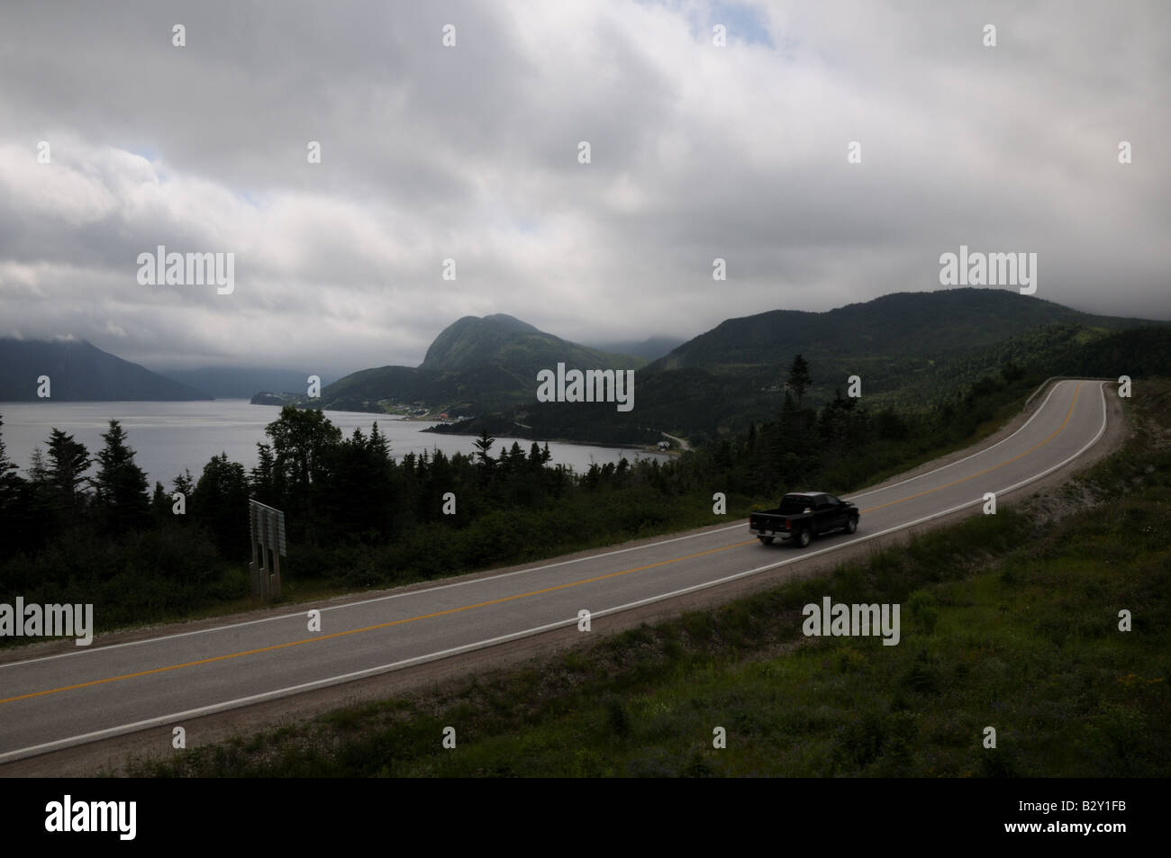 Un jour de tempête à Terre-Neuve's Parc national Gros Morne. Banque D'Images