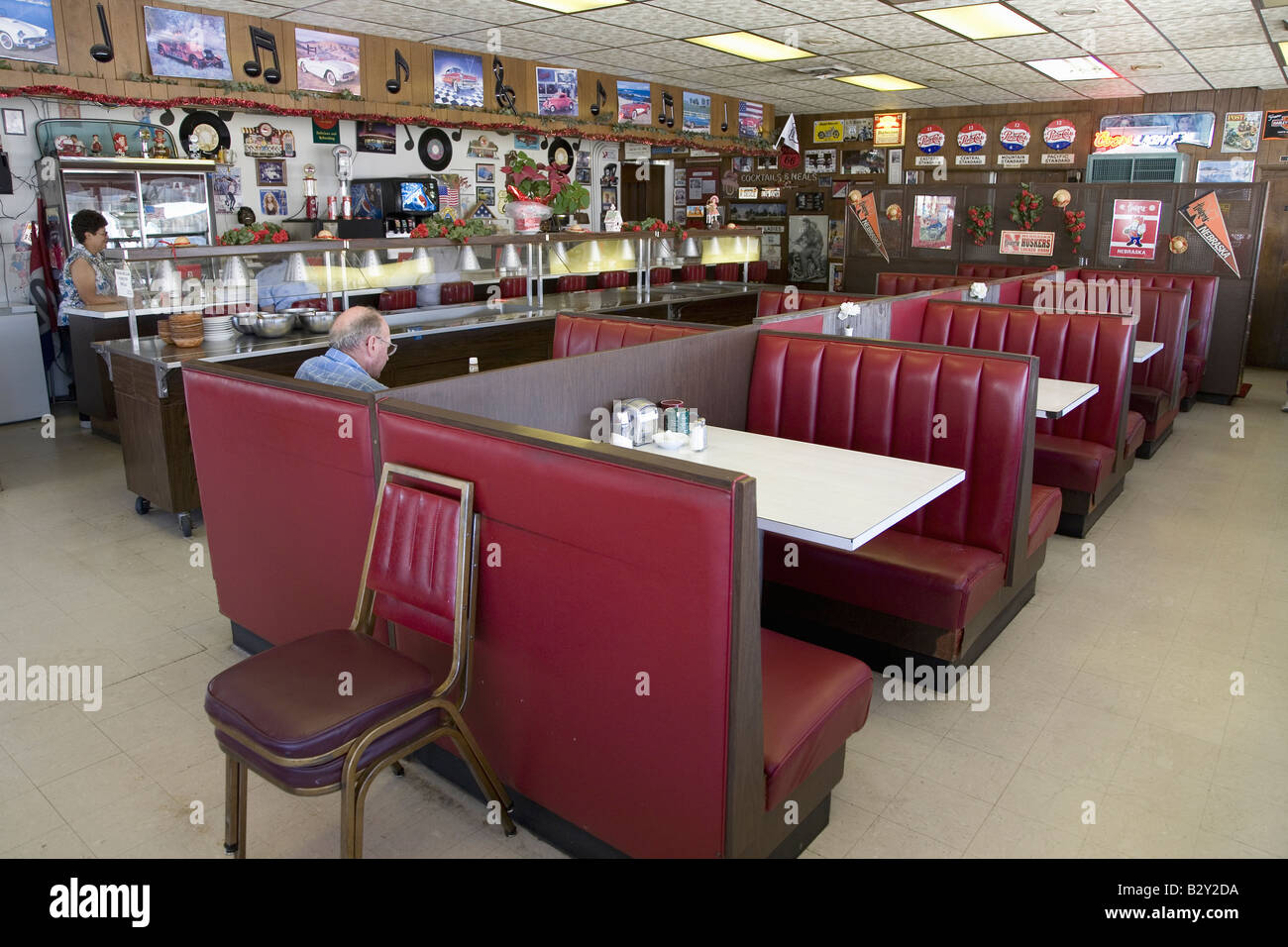 Célèbre diner, Hokes Café sur vieux Lincoln Highway, US 30, l'Ogallala, Nebraska Banque D'Images