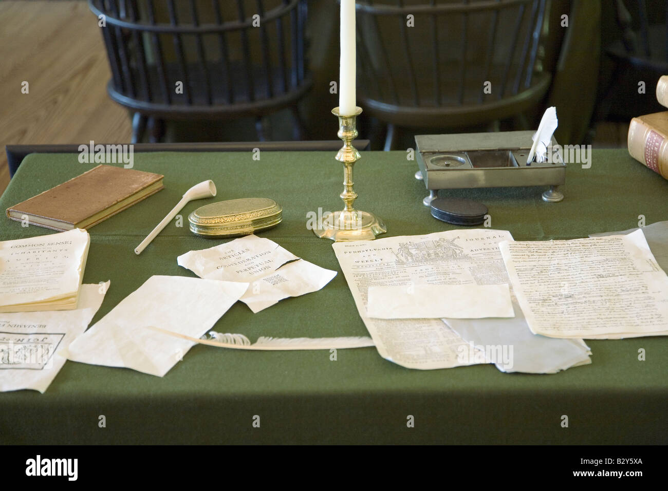 Assemblée restaurée Prix afficher les documents du 18ème siècle dans la région de Independence Hall, Philadelphie, Pennsylvanie Banque D'Images