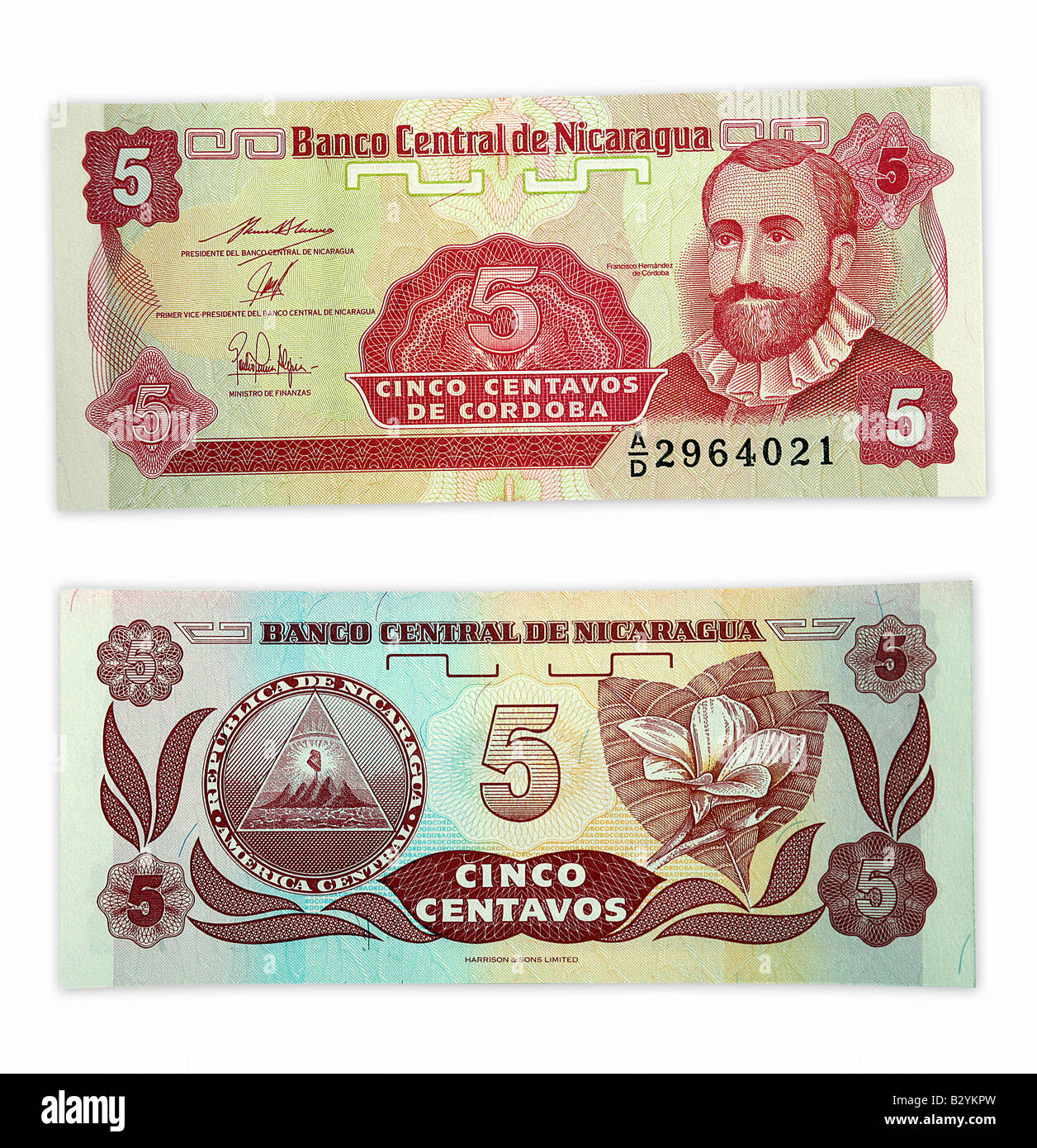 5 Cinco argent Nicaragua Afrique Banque D'Images