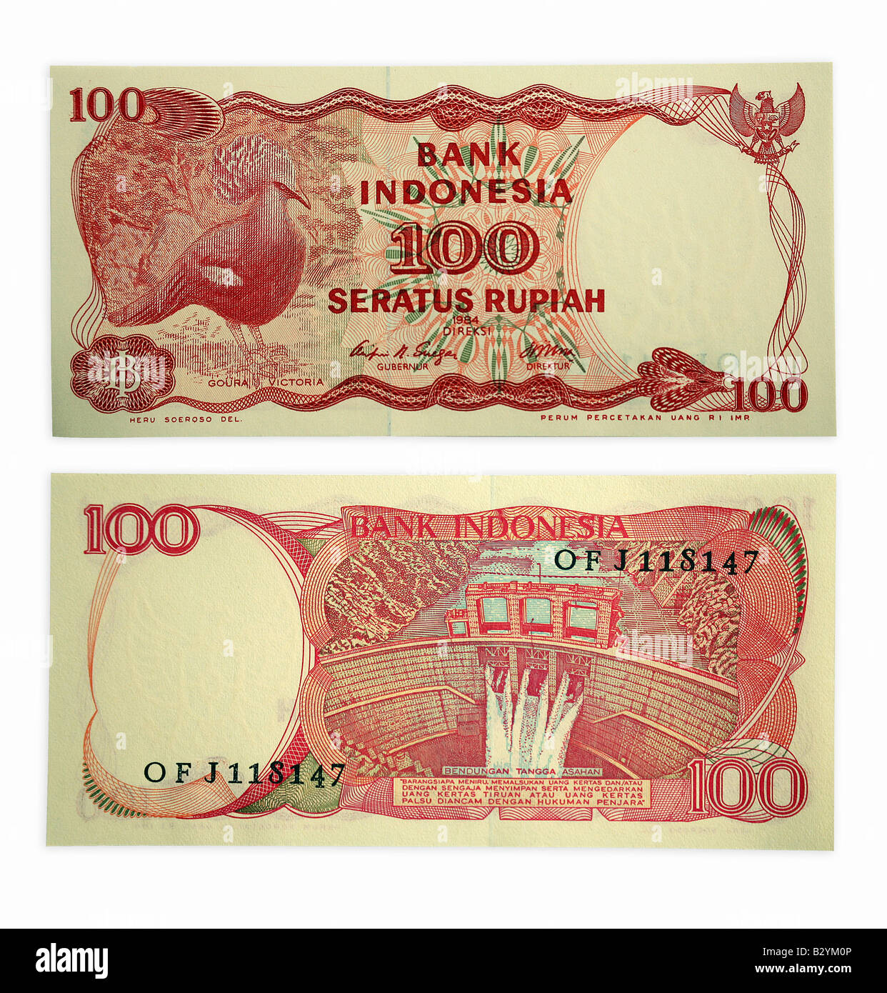 100 Seratus Ratus Rupiah La Banque d'Indonésie Banque D'Images