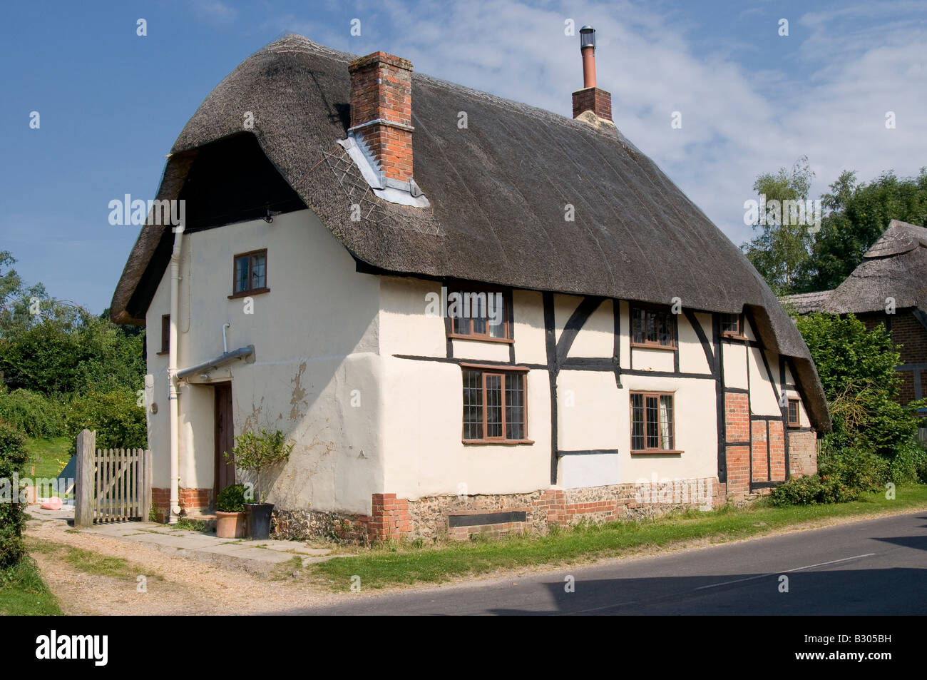 Longstock Hampshire Angleterre Thatched cottage Banque D'Images