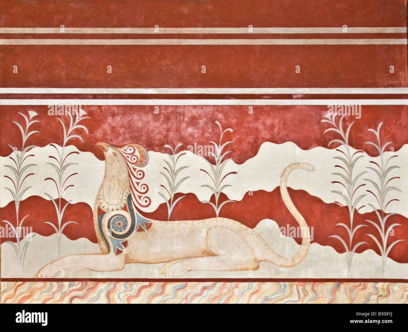 Knossos, Crète, Grèce. Site archéologique minoen. Fresque en Salle du Trône Banque D'Images