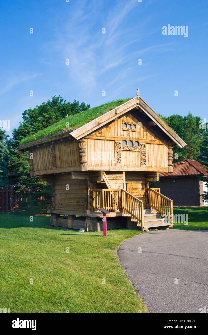 Une réplique d'une maison à l'entreposage norvégien Scandinavian Heritage Centre à Minot, Dakota du Nord, USA Banque D'Images