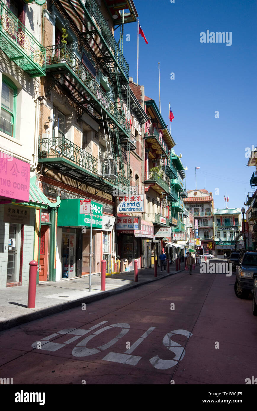 Rue calme à San Francisco's China Town, California Banque D'Images