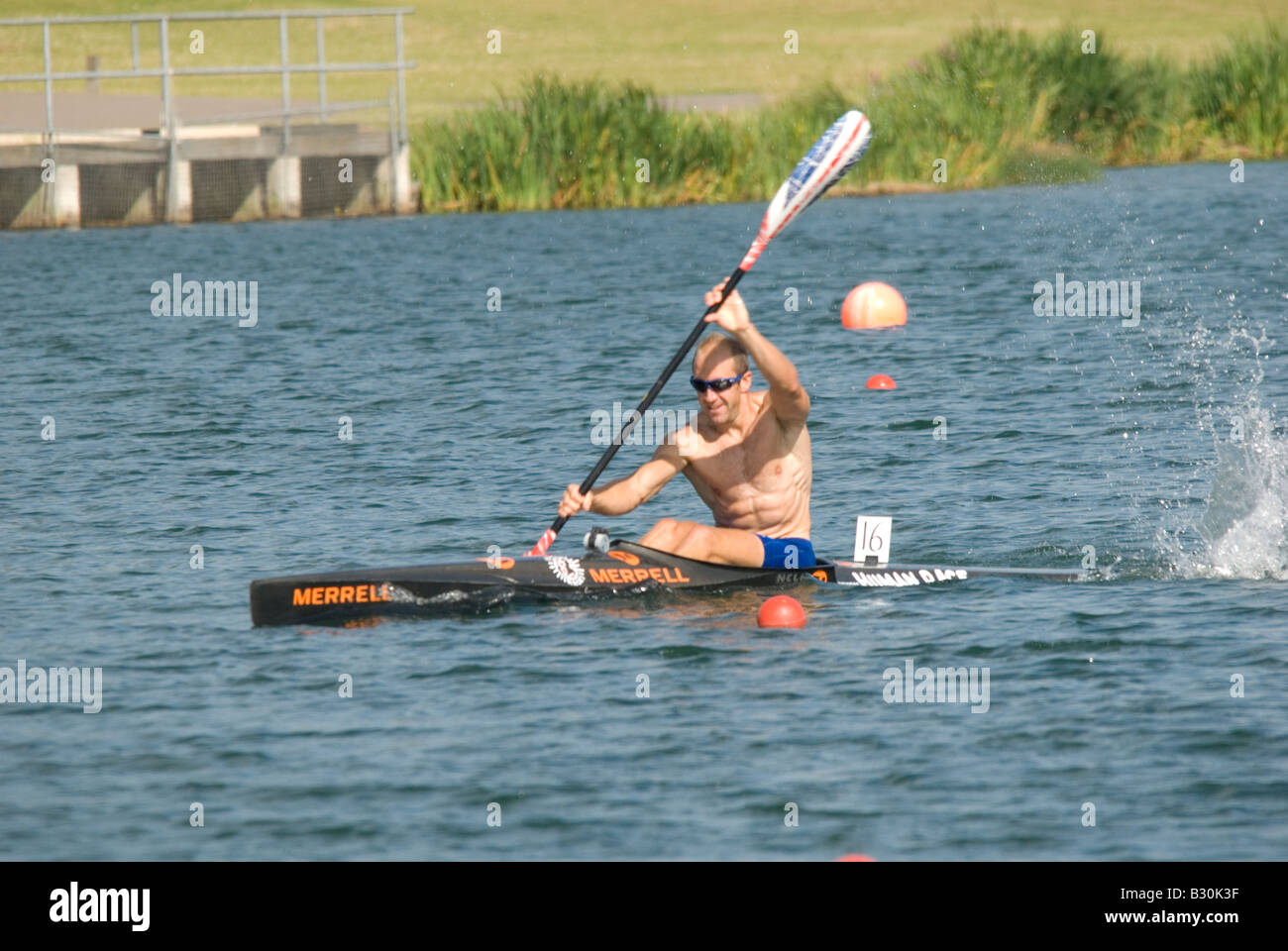 Tim Brabants lors d'une de ses dernières séances de formation à Dorney Lake avant de partir à Beijing pour participer aux Jeux Olympiques 2008 Banque D'Images