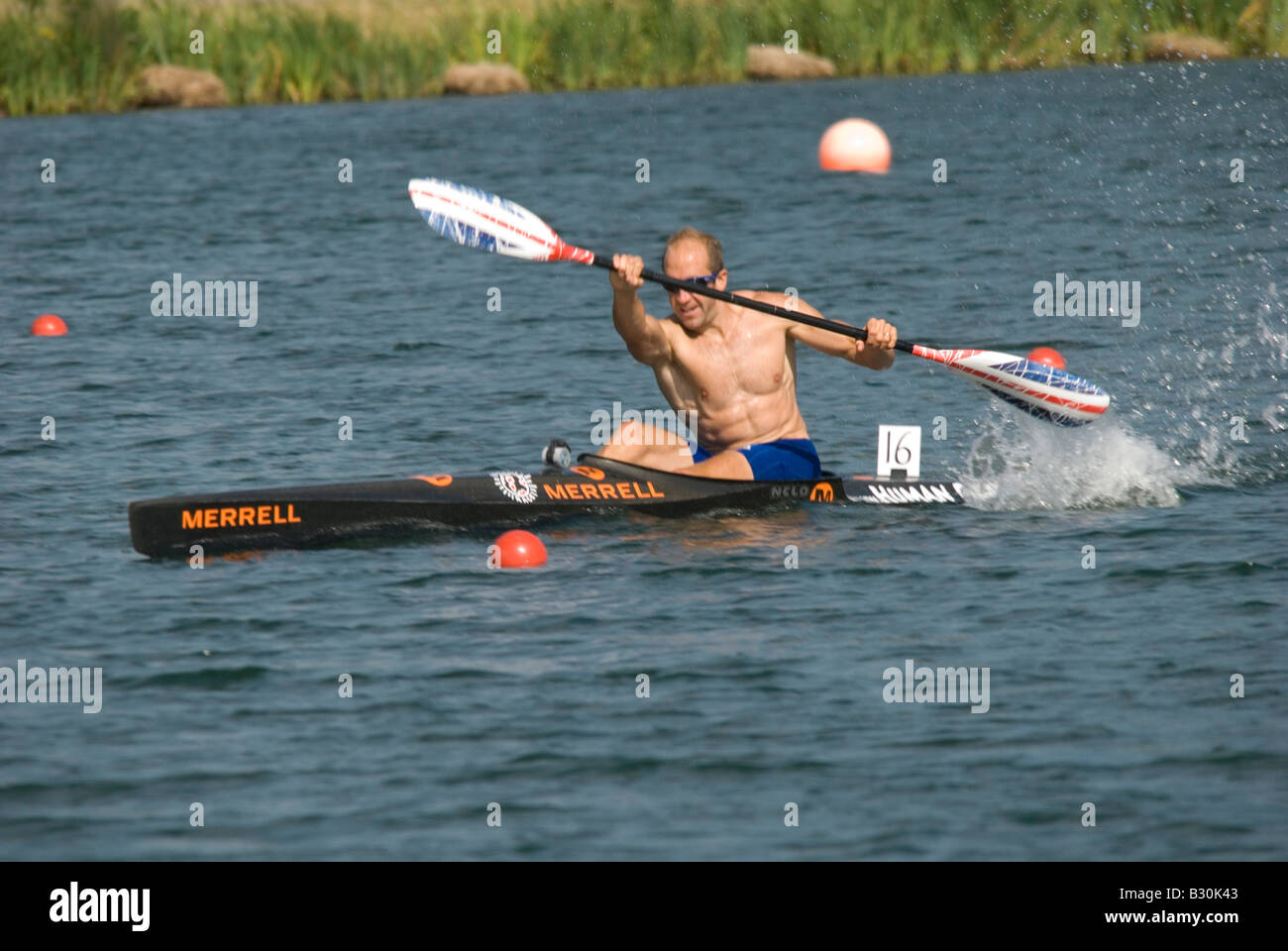 Tim Brabants lors d'une de ses dernières séances de formation à Dorney Lake avant de partir à Beijing pour participer aux Jeux Olympiques Banque D'Images