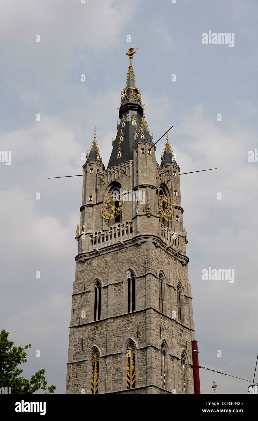 Le beffroi de Gand, vieux centre-ville Belgique Banque D'Images